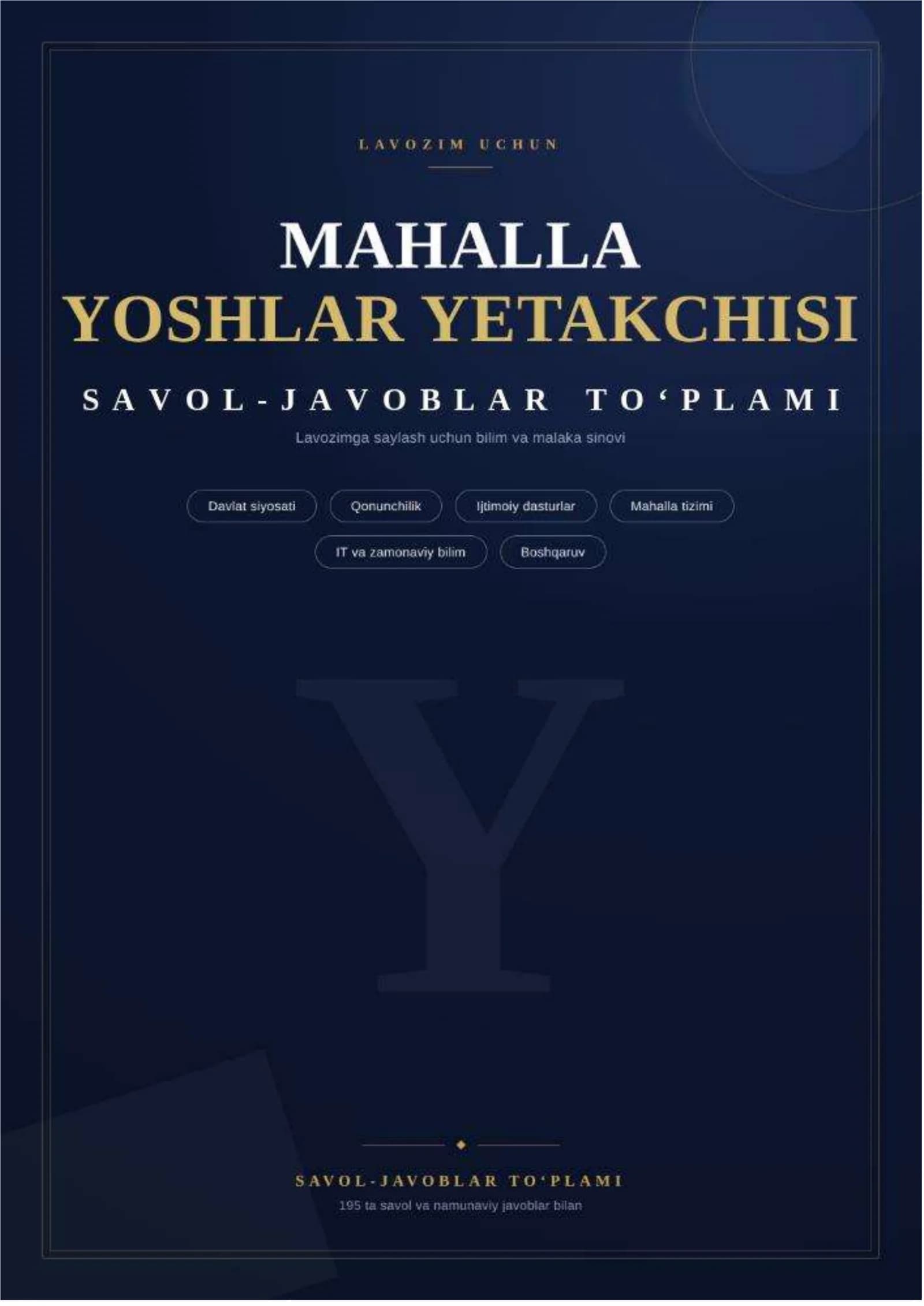 Yoshlar yetakchisi lavozimi uchun savol-javoblar to'plami