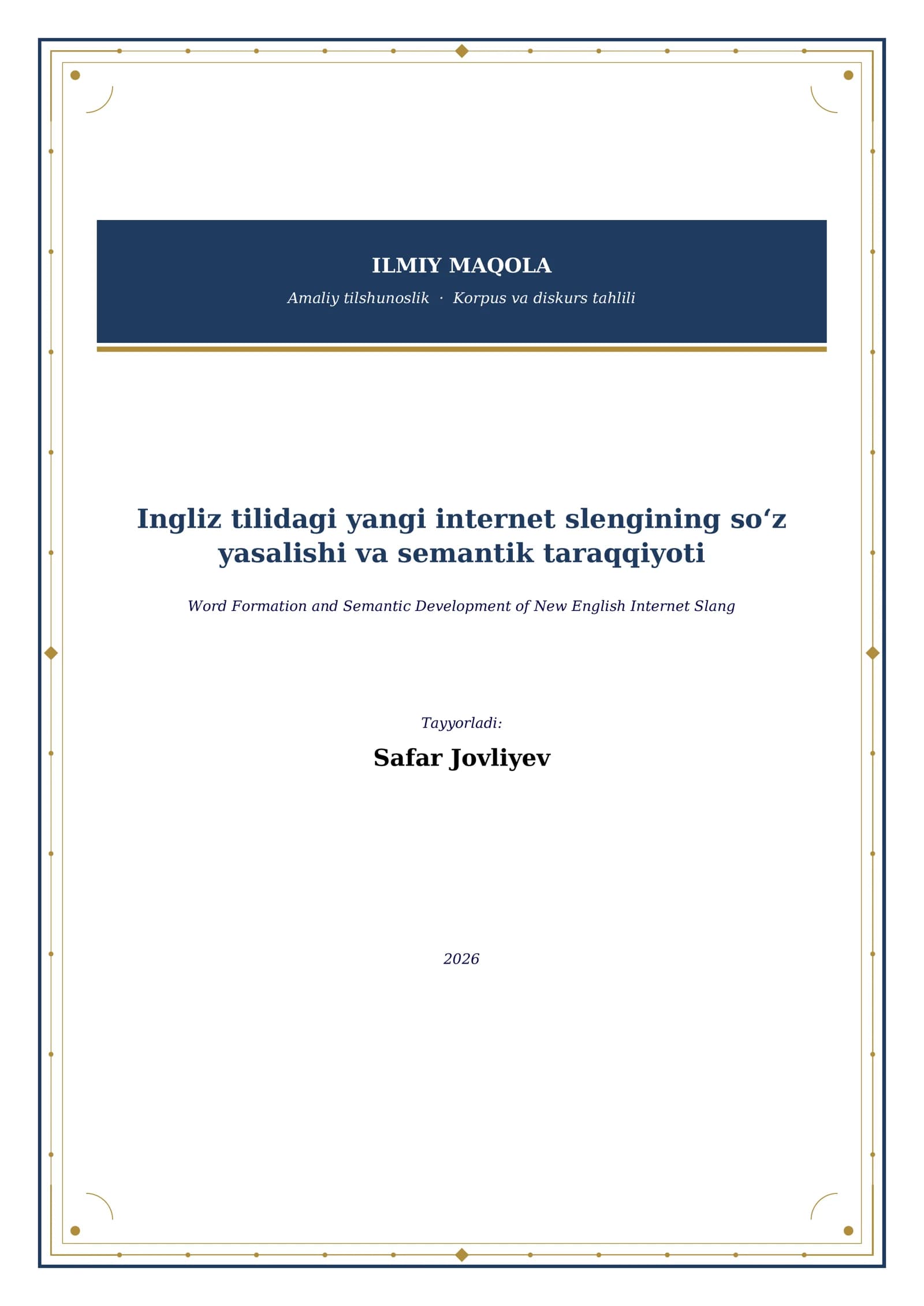 Ingliz tilidagi yangi internet slengining so‘z yasalishi va semantik taraqqiyoti