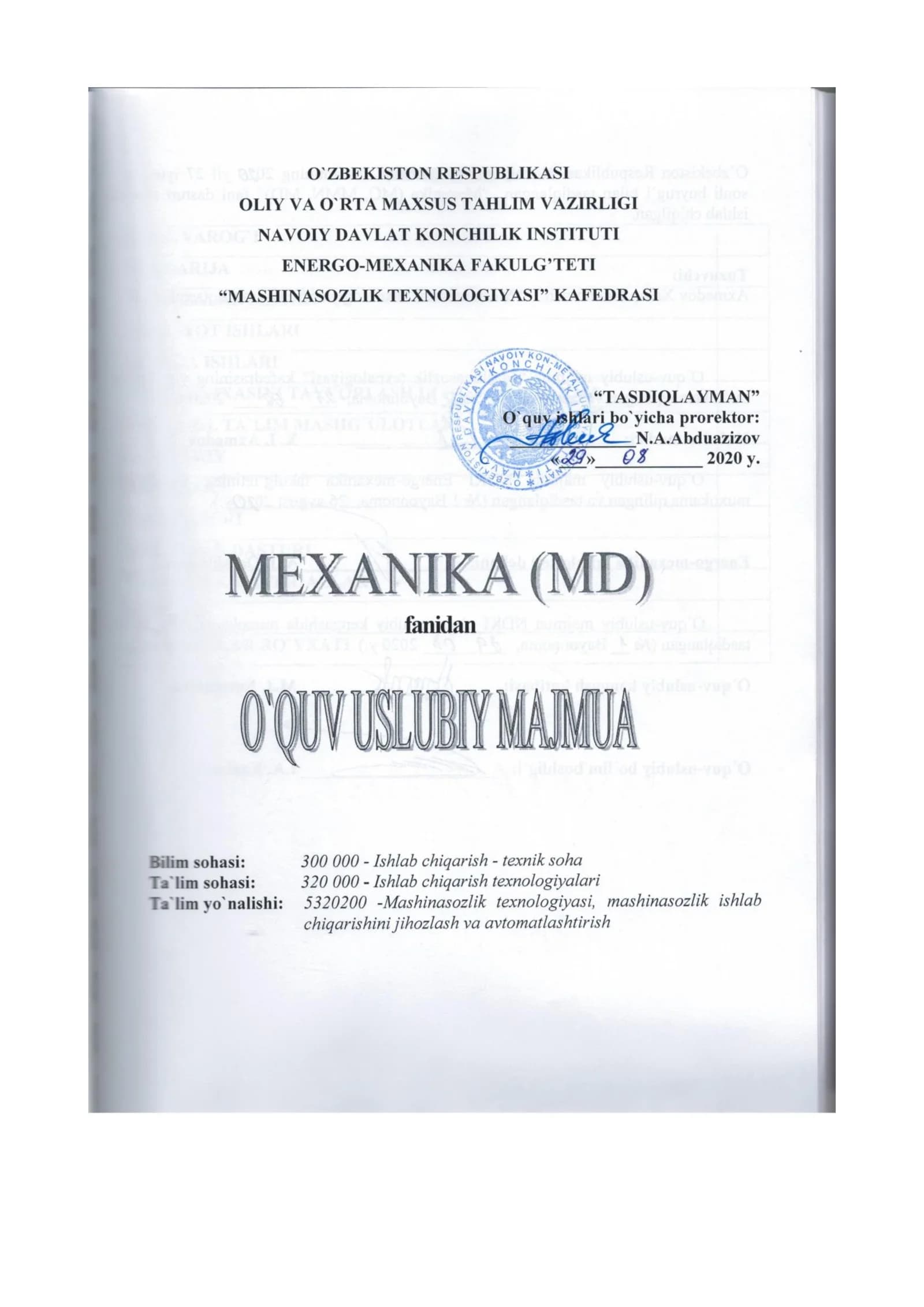 KURS LOYIXASINI TAYYORLASH UCHUN QO`LLANMA