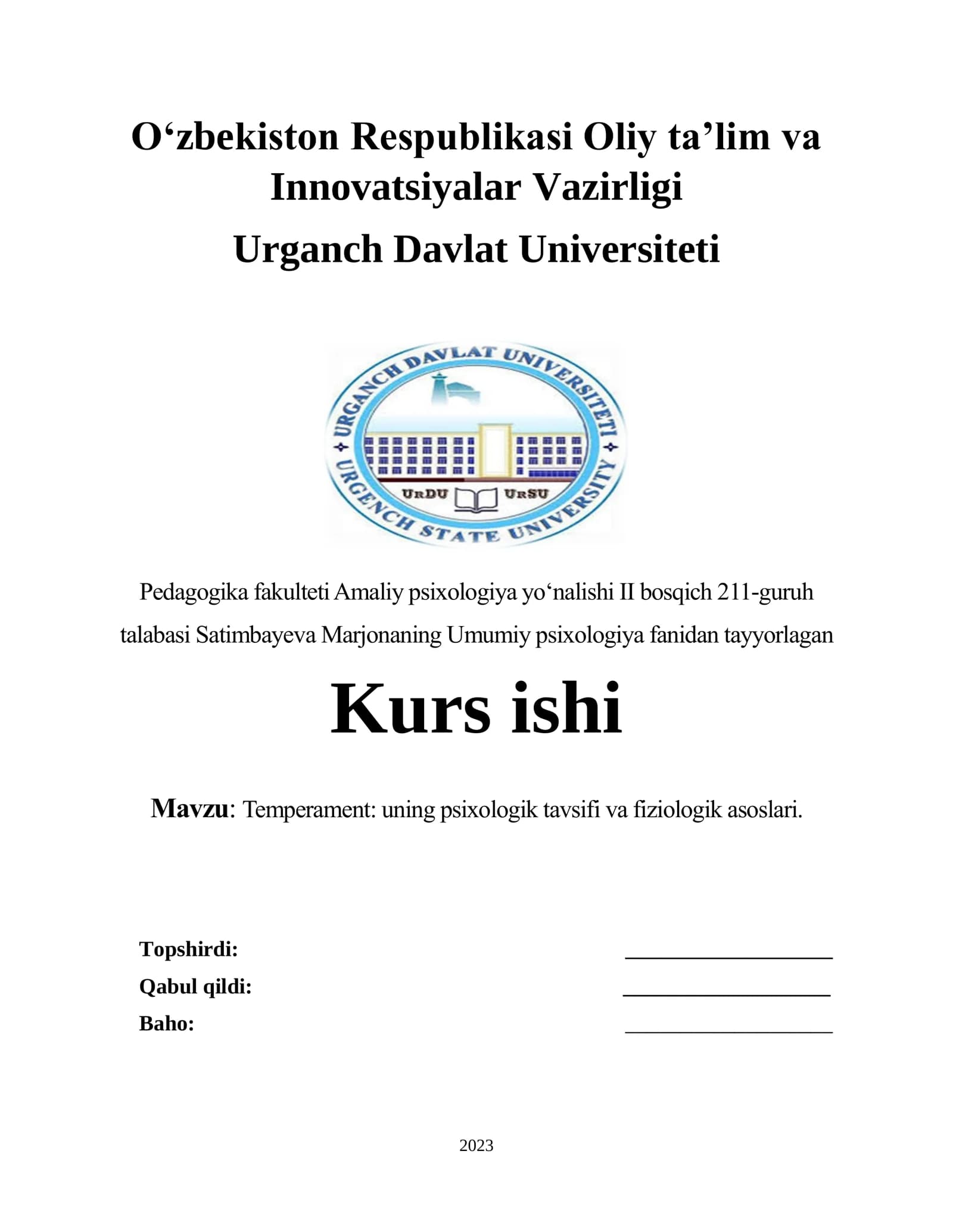 Temperament: uning psixologik tavsifi va fiziologik asoslari