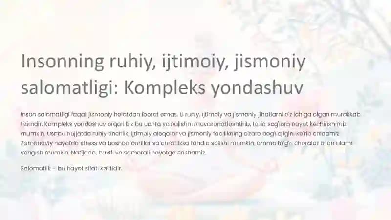 Ruhiy salomatlikning asosiy tushunchalari