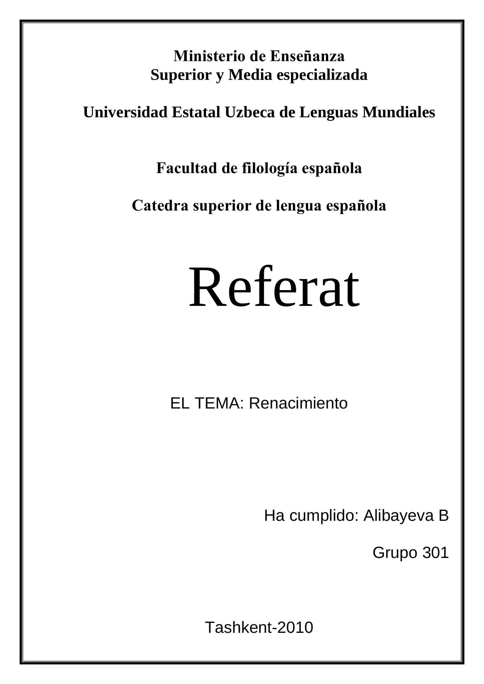 Referat sobre el Renacimiento