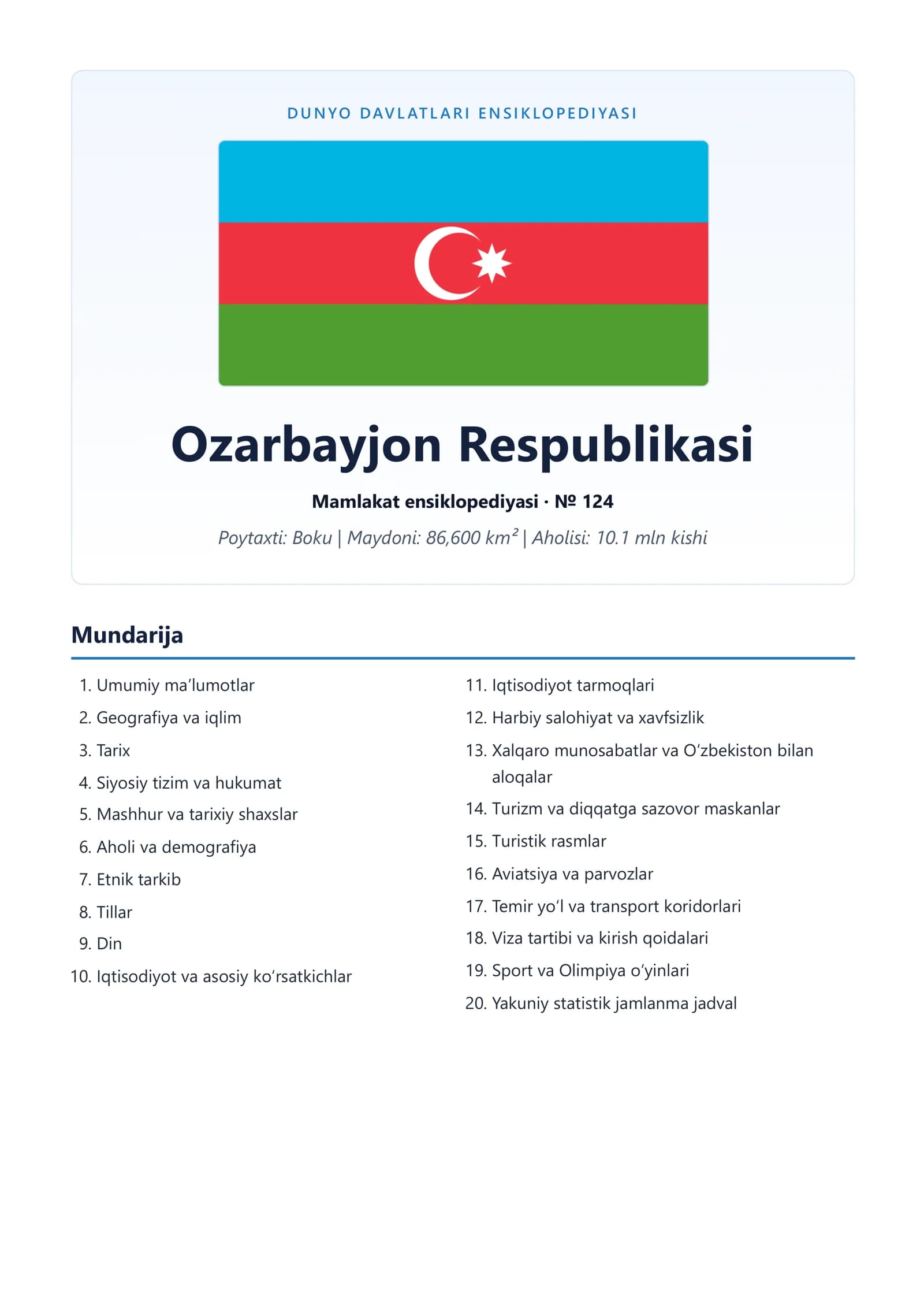 Ozarbayjon Respublikasi Mamlakat Ensiklopediyasi