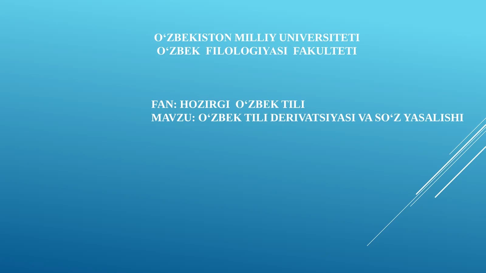 O‘ZBEK TILI DERIVATSIYASI VA SO‘Z YASALISHI
