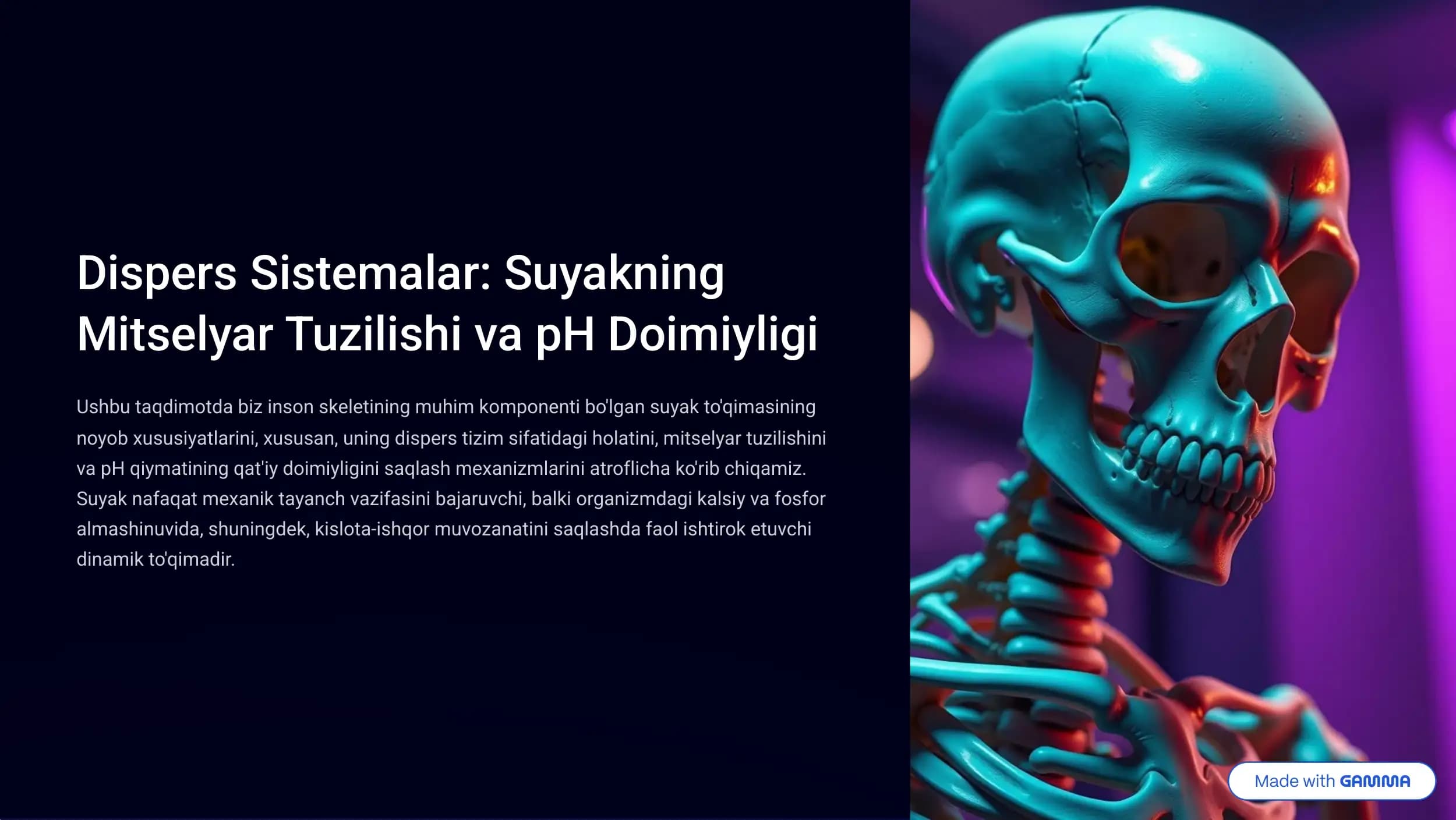 Suyakning Mitselyar Tuzilishi va pH Doimiyligi