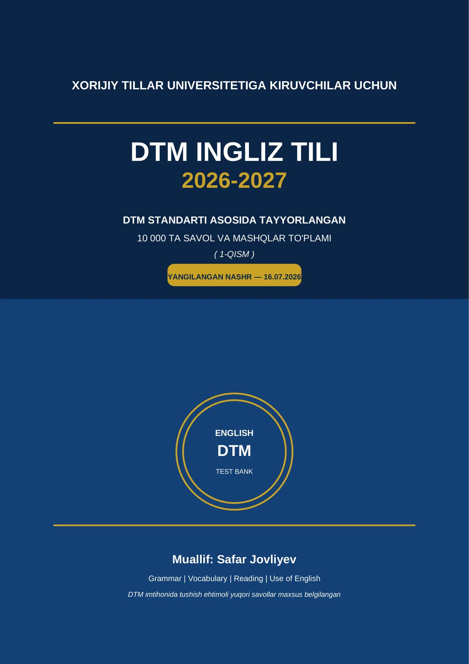 DTM INGLIZ TILI 2026-2027