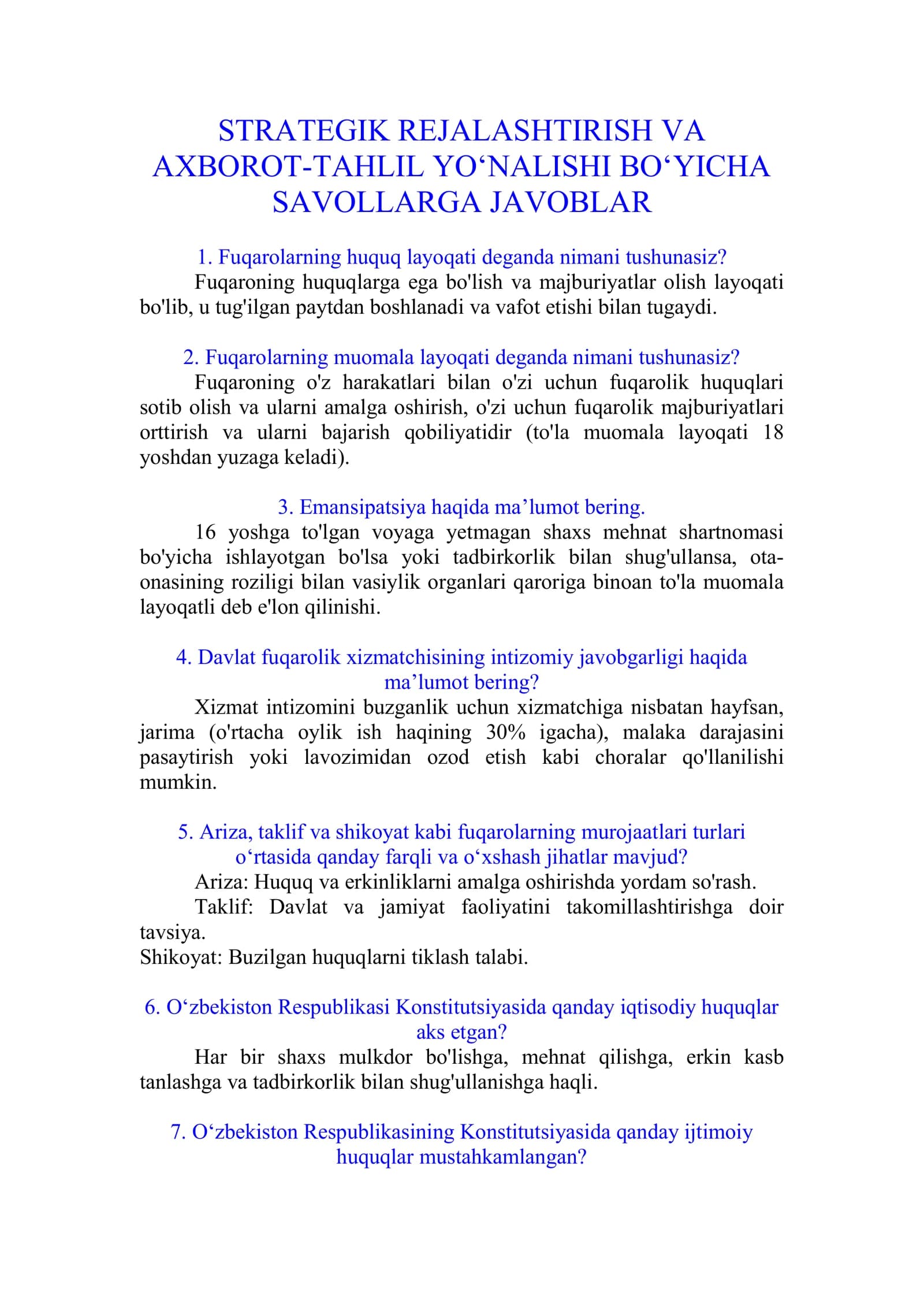 Strategik rejalashtirish va axborot-tahlil yo'nalishi argos