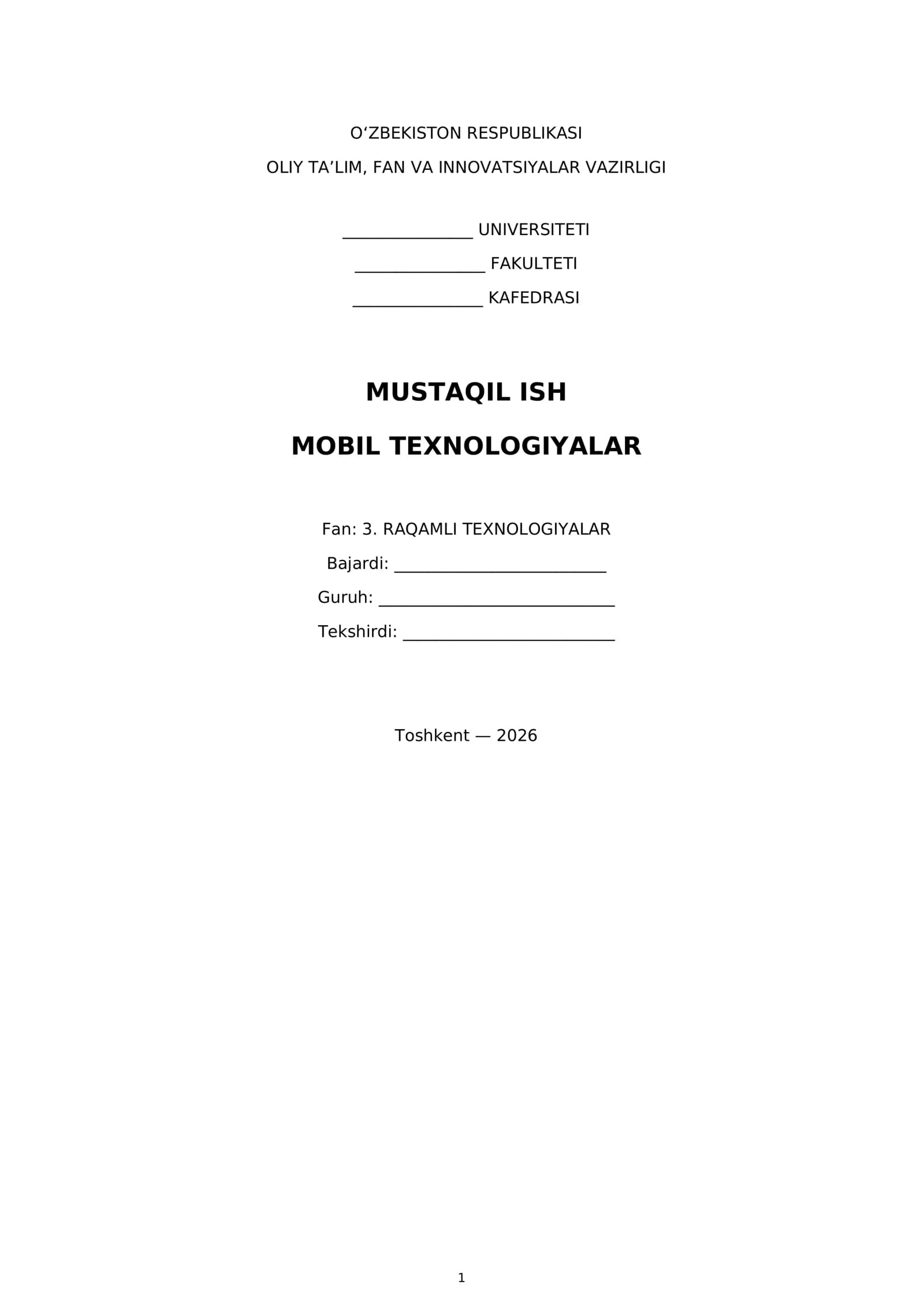 Mobil texnologiyalar