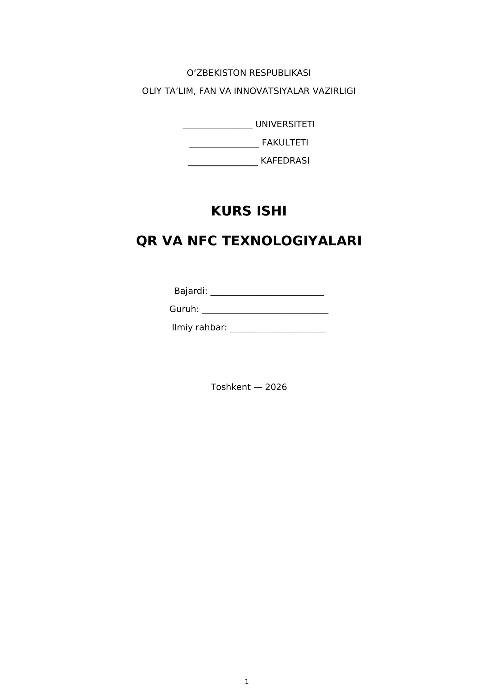 QR VA NFC TEXNOLOGIYALARI