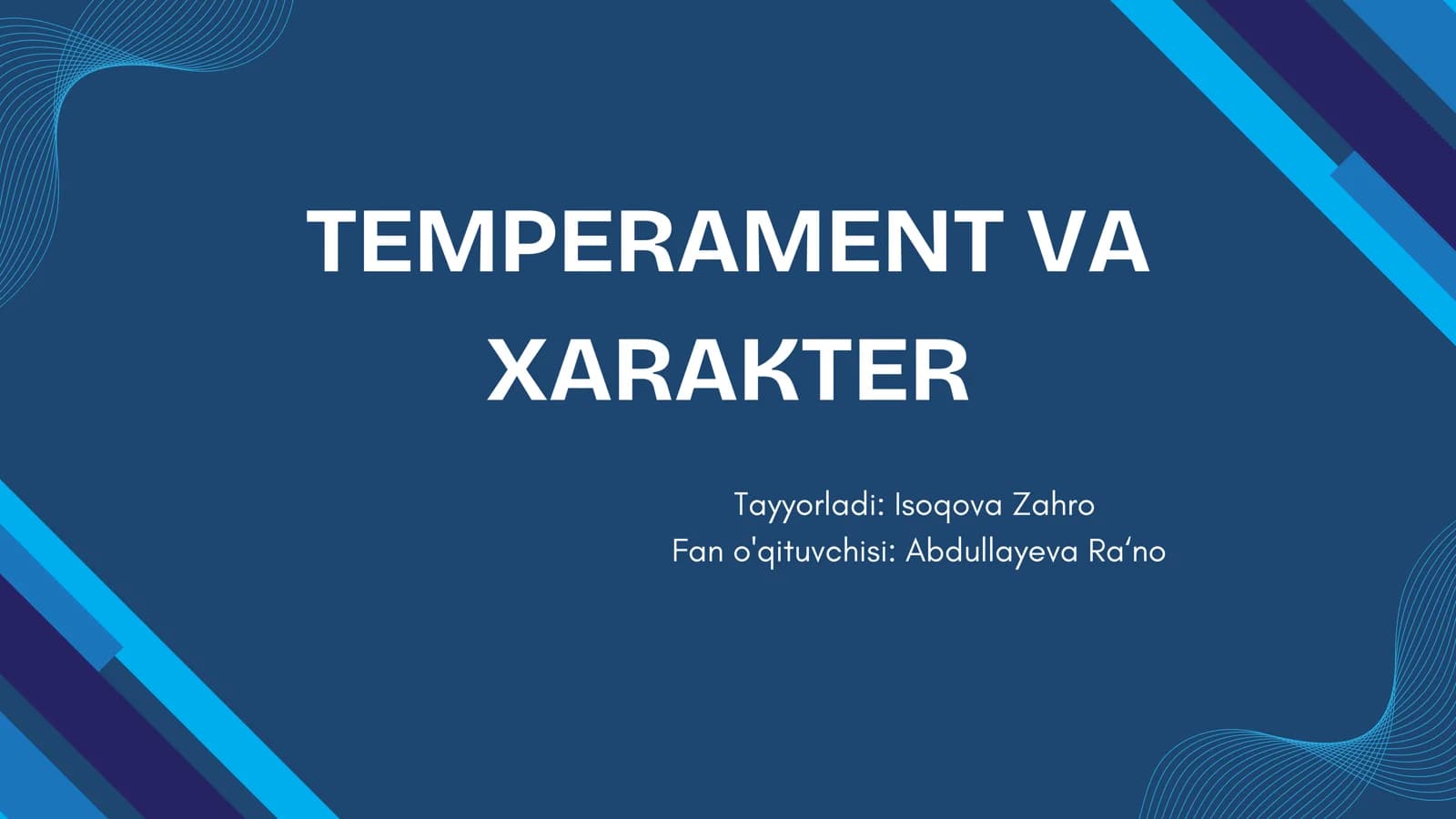 TEMPERAMENT VA XARAKTER
