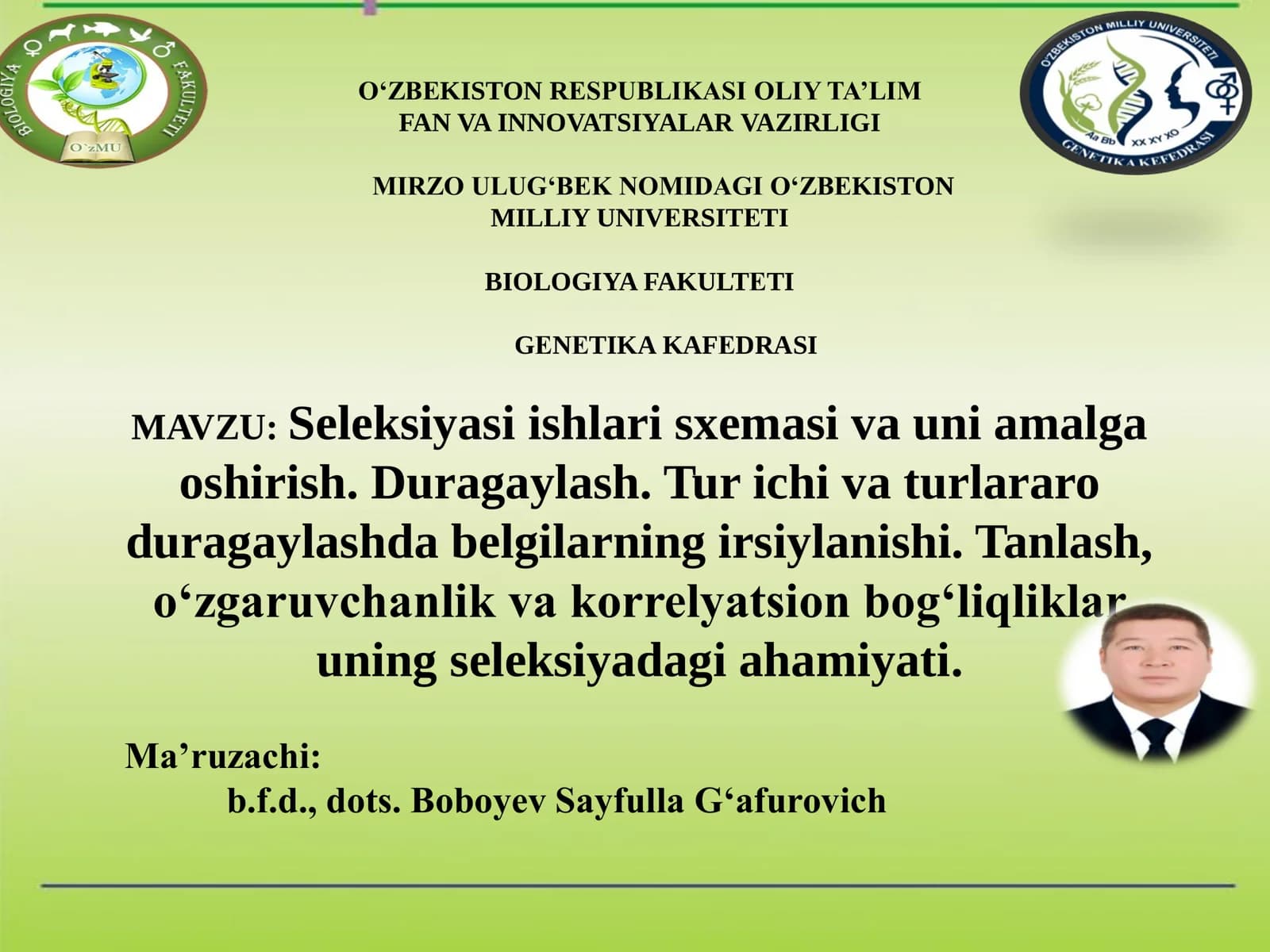 Seleksiyasi ishlari sxemasi va uni amalga oshirish. Duragaylash. Tur ichi va turlararo duragaylashda belgilarning irsiylanishi. Tanlash, o‘zgaruvchanlik va korrelyatsion bog‘liqliklar uning seleksiyadagi ahamiyati