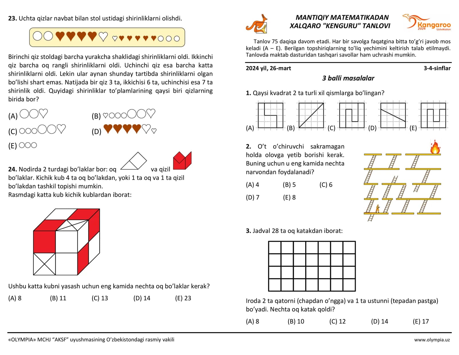 MANTIQIY MATEMATIKADAN XALQARO "KENGURU" TANLOVI