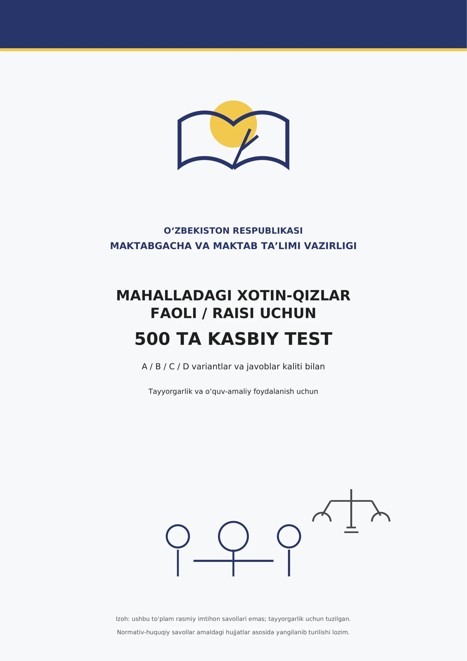 Mahalladagi Xotin-Qizlar Faoli / Raisi Uchun 500 ta Kasbiy Test
