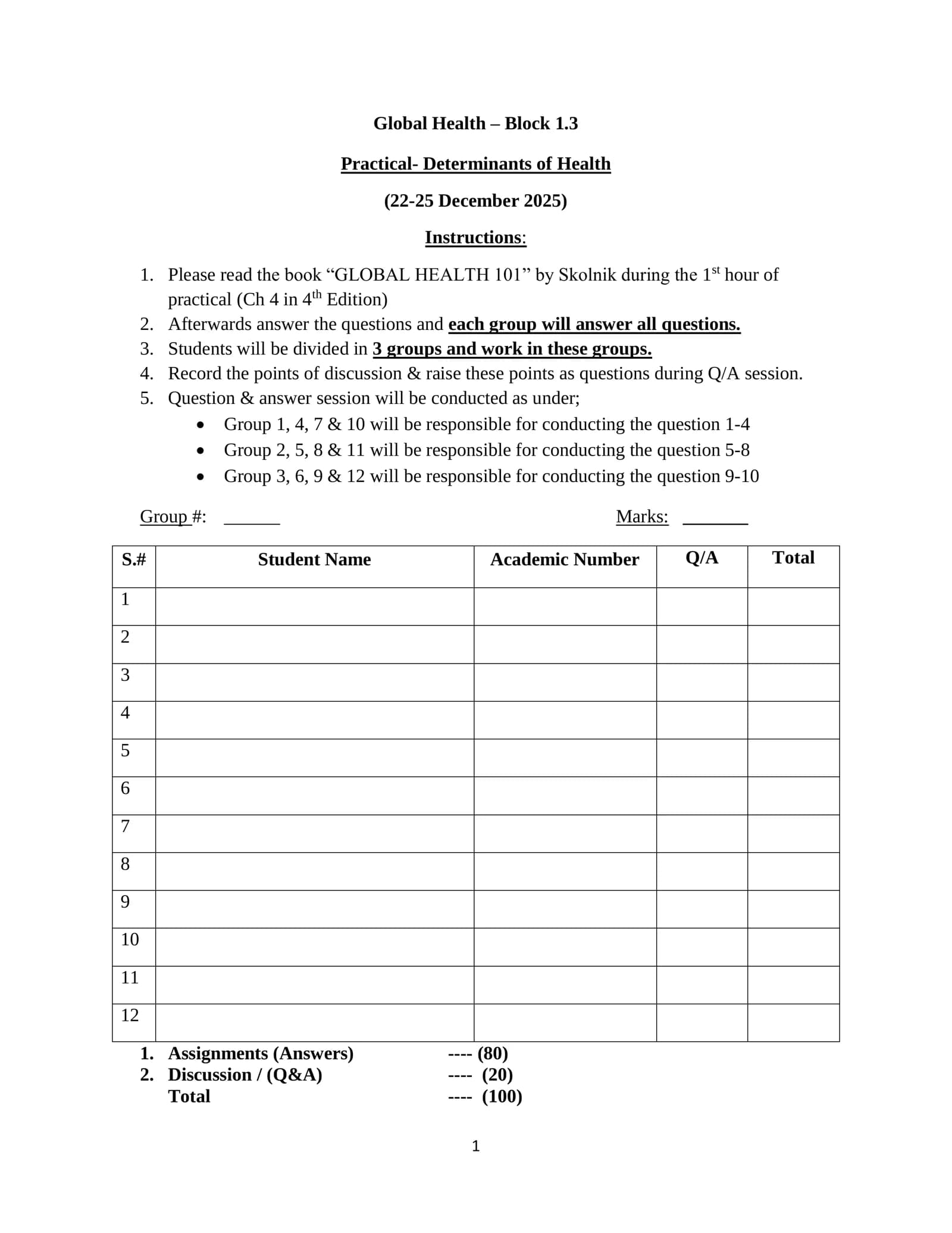Global Health – Block 1.3
