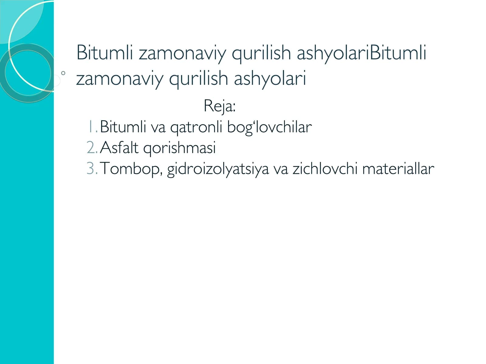 Bitumli zamonaviy qurilish ashyolari