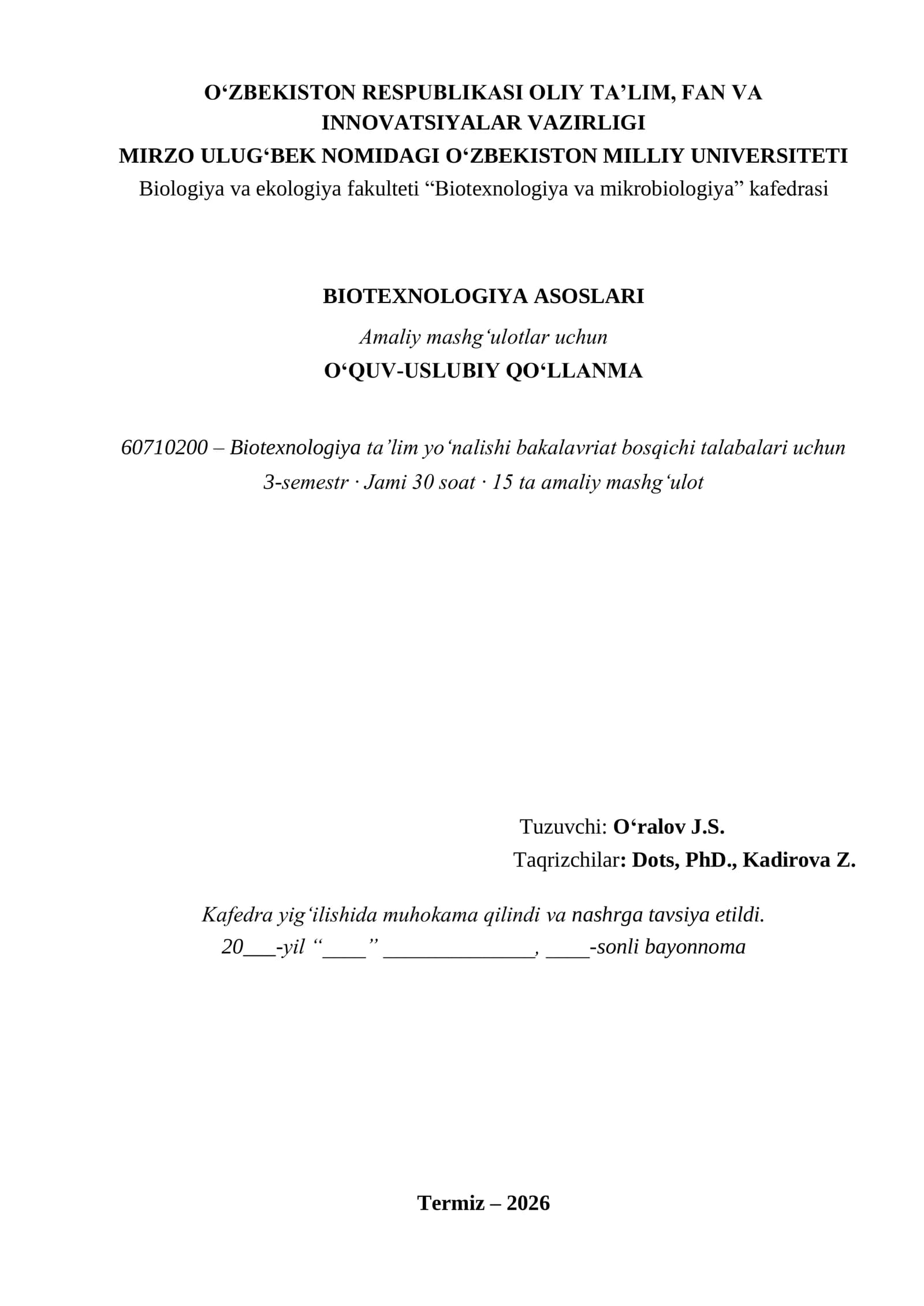 Biotexnologiya kitob
