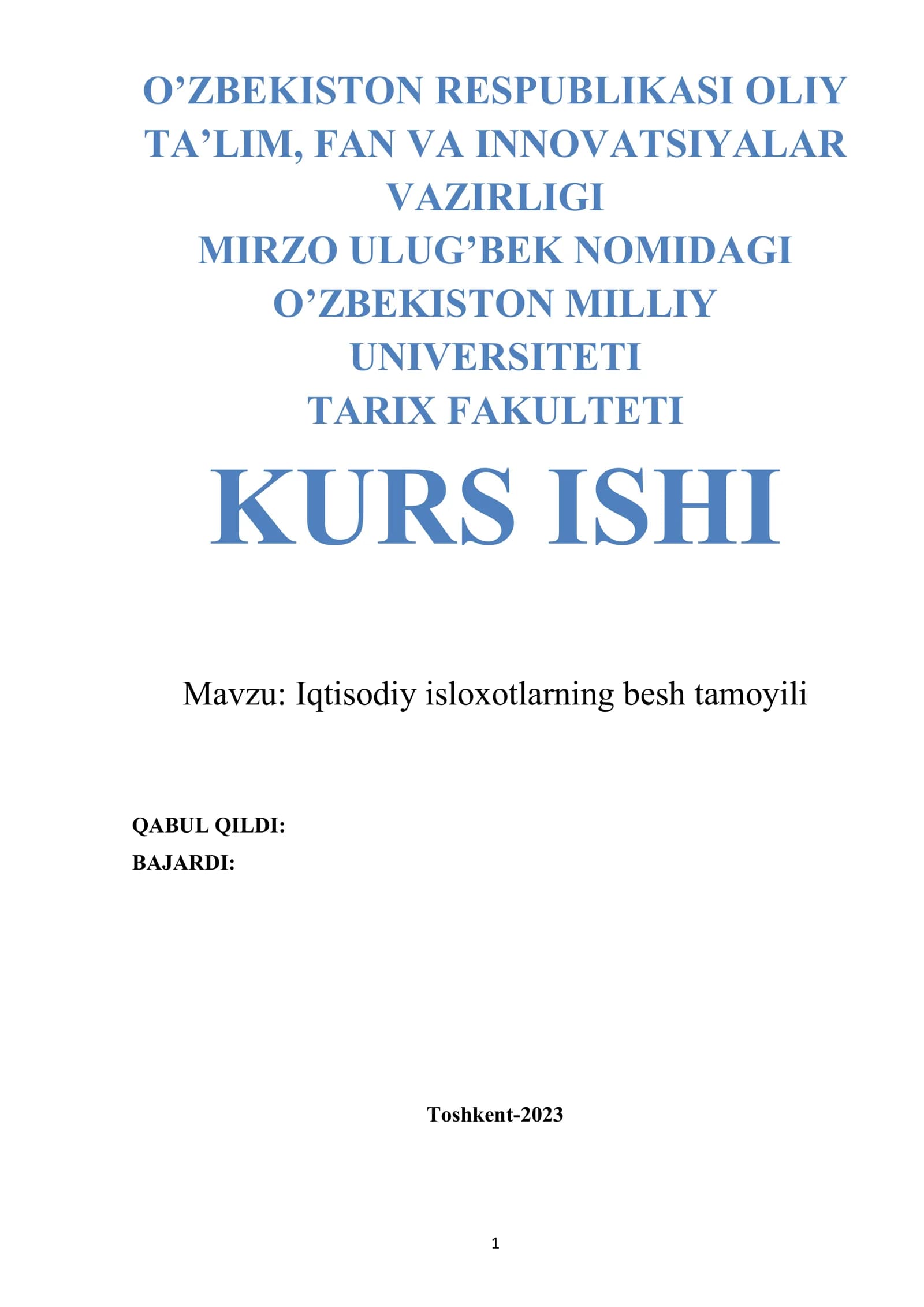 Iqtisodiy isloxotlarning besh tamoyili