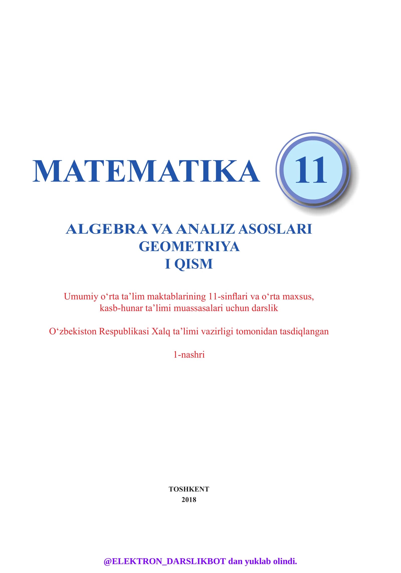 ALGEBRA VA ANALIZ ASOSLARI GEOMETRIYA