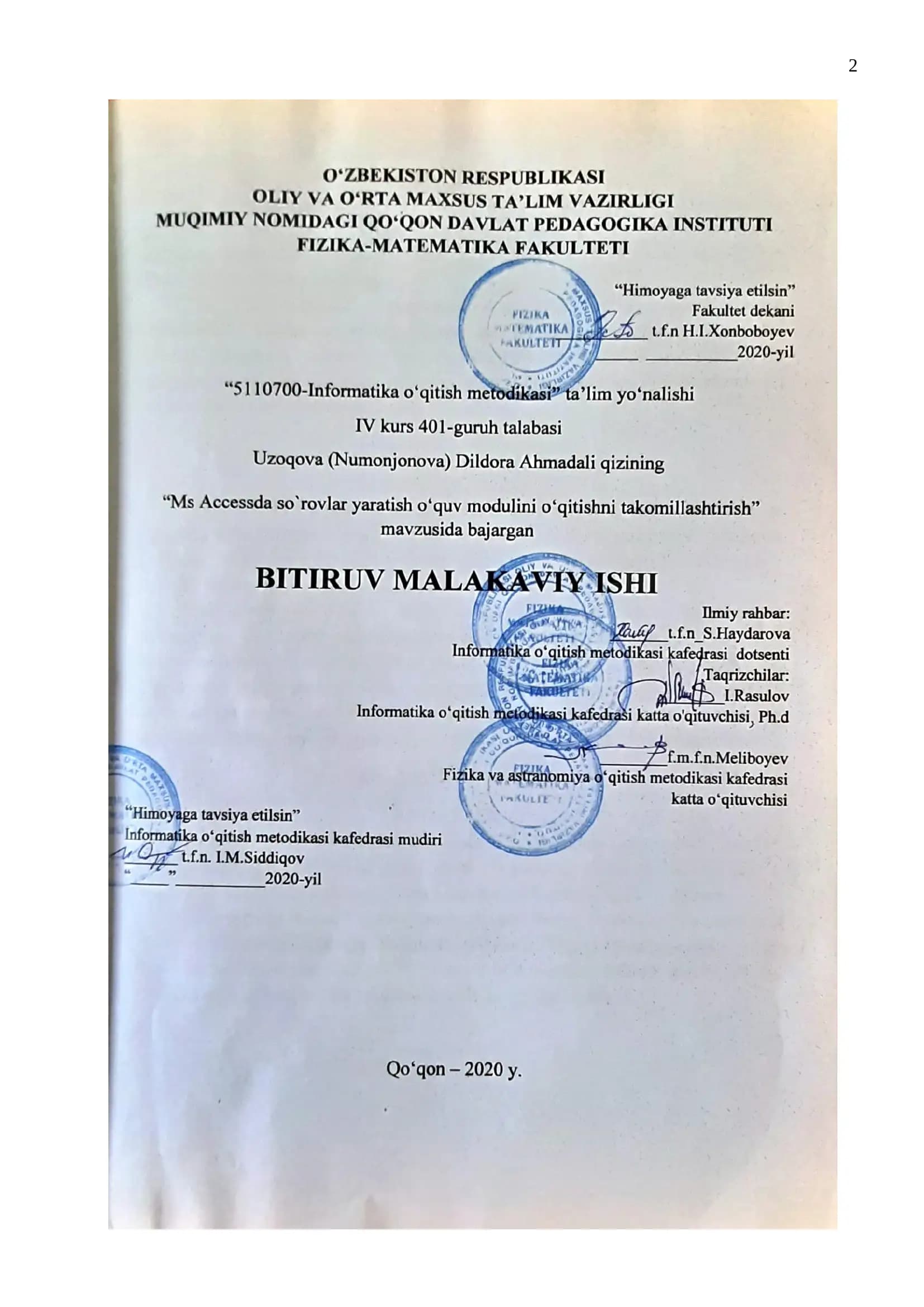 MS ACCESS DASTURI VA UNING IMKONIYATLARI