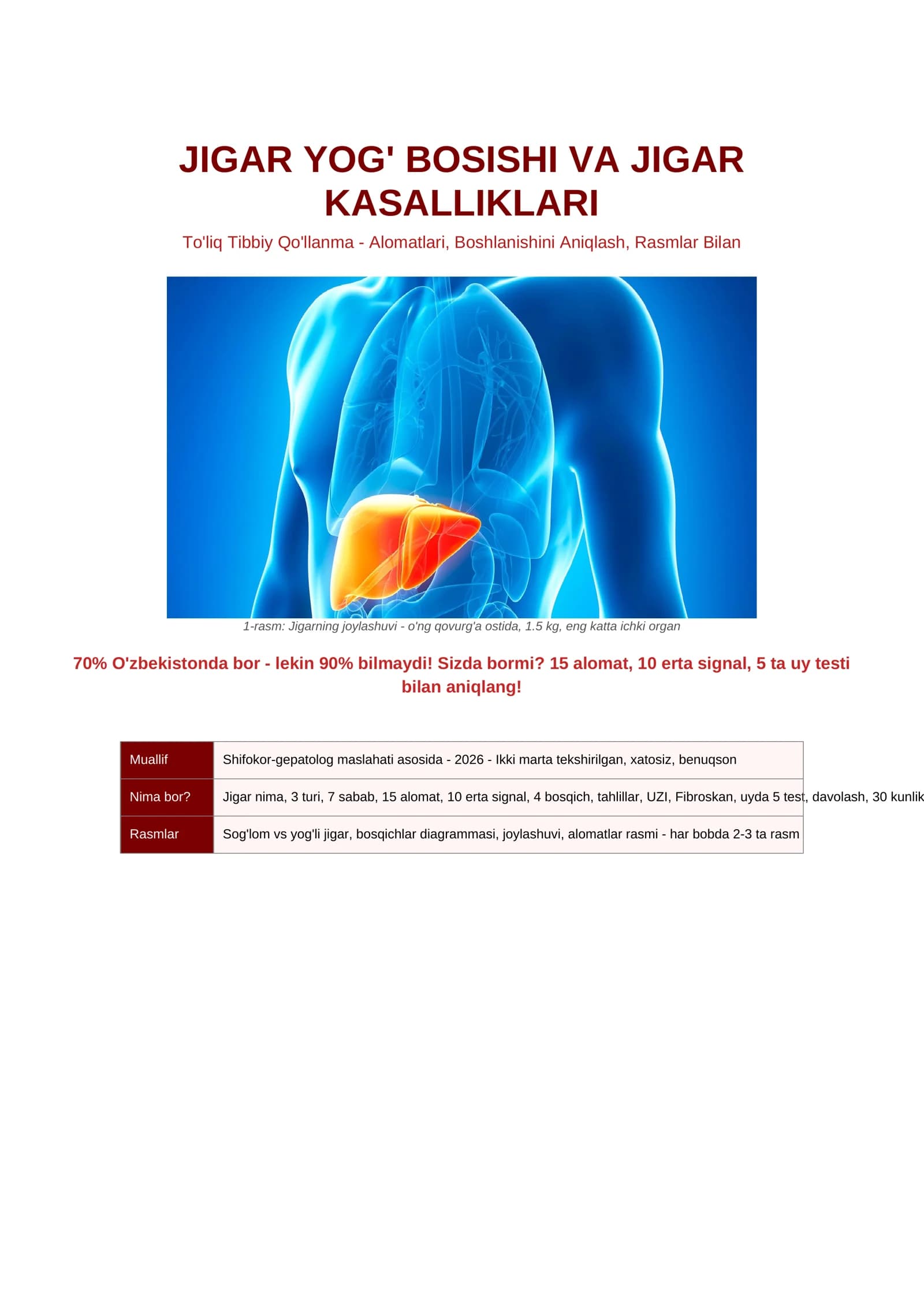 JIGAR YOG' BOSISHI VA JIGAR KASALLIKLARI (Malumot)