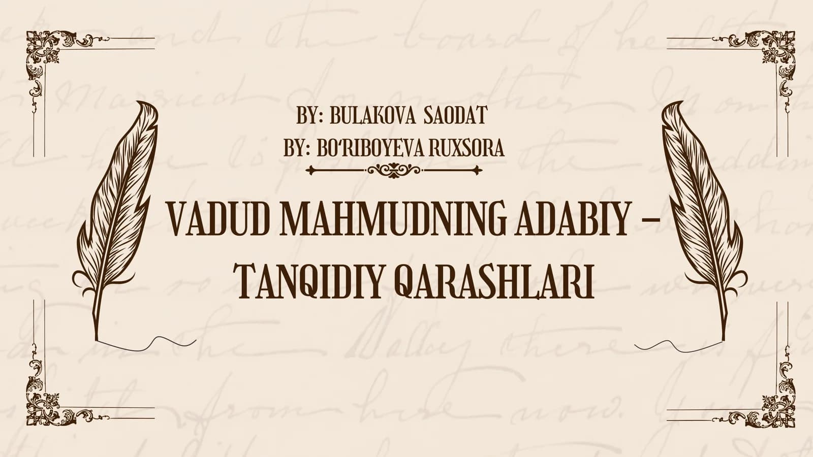 VADUD MAHMUDNING ADABIY - TANQIDIY QARASHLARI