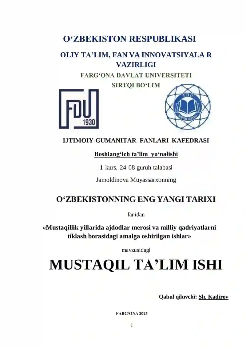 Mustaqil ta'lim ishi
