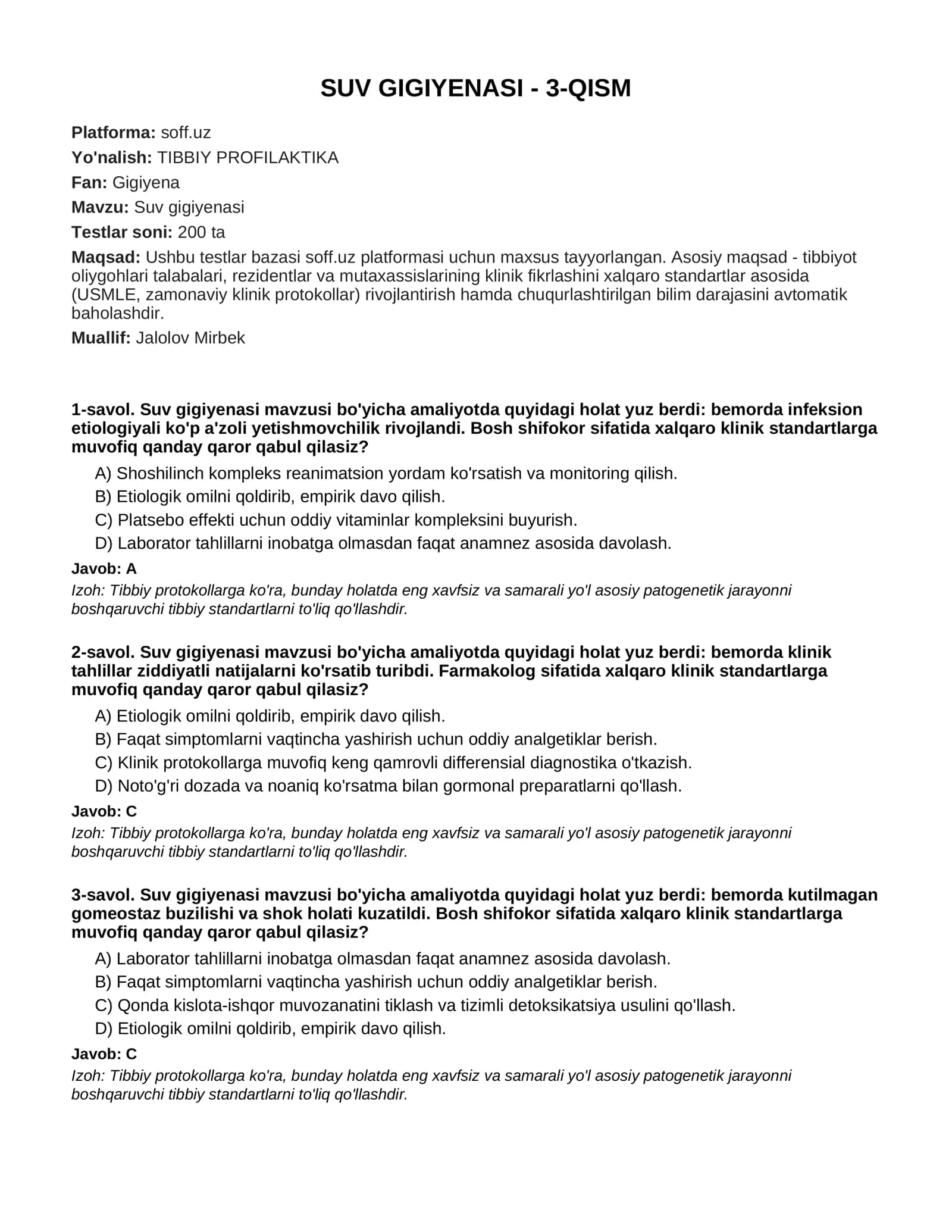 SUV GIGIYENASI - 3-QISM