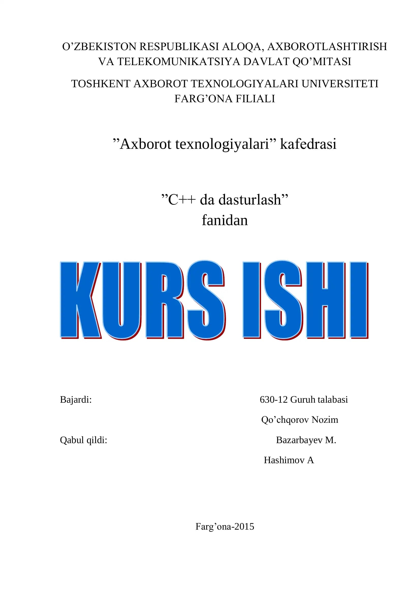 C++ da dasturlash