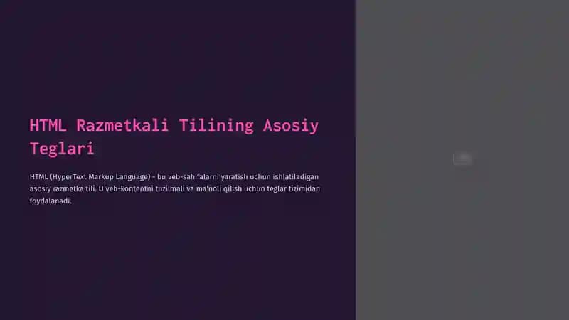 HTML Razmetkali Tilining Asosiy Teglari