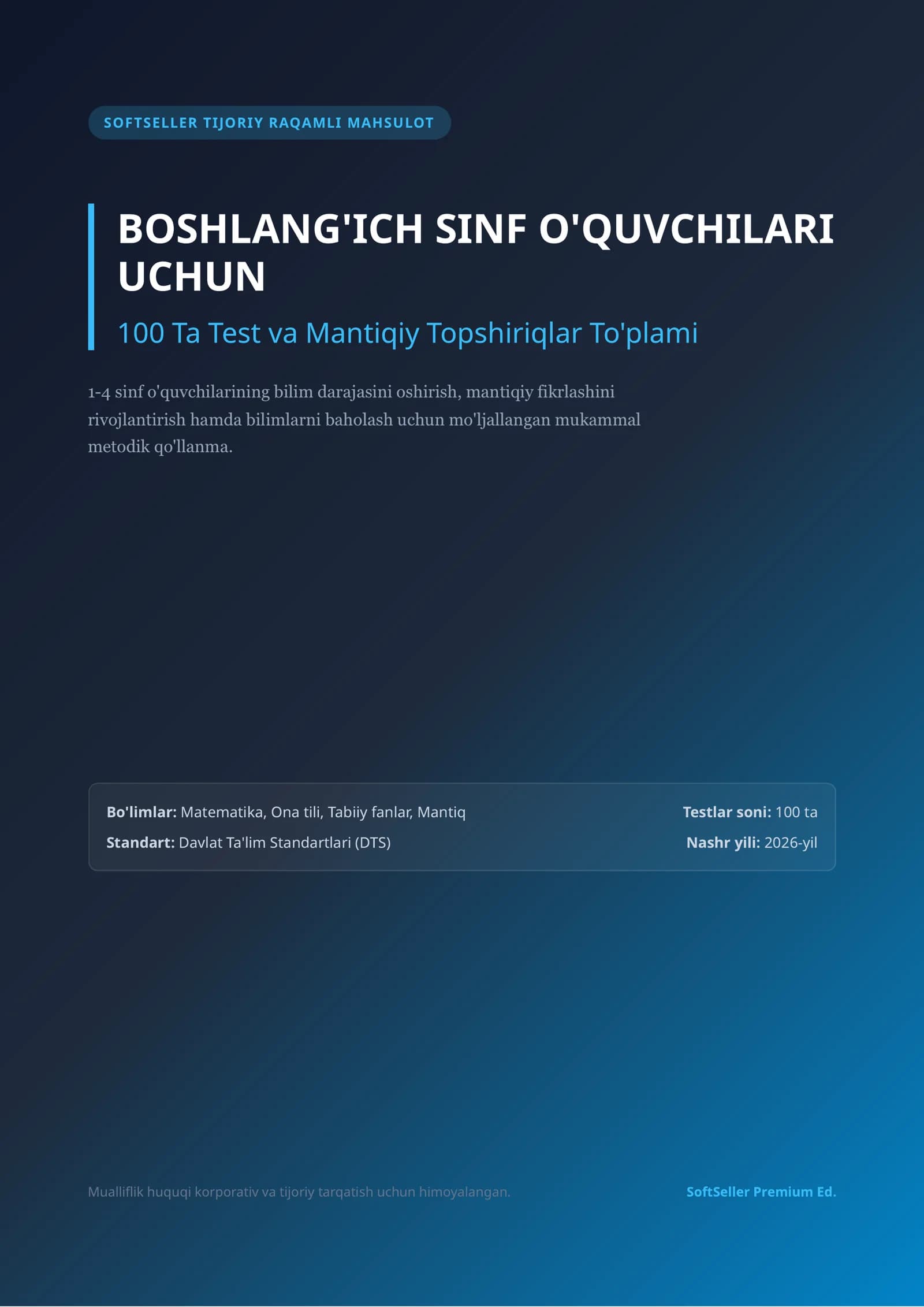 Boshlang'ich sinf o'quvchilari uchun test to'plami