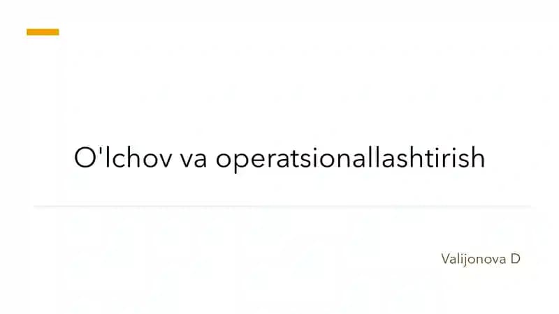 O'lchov va operatsionallashtirish
