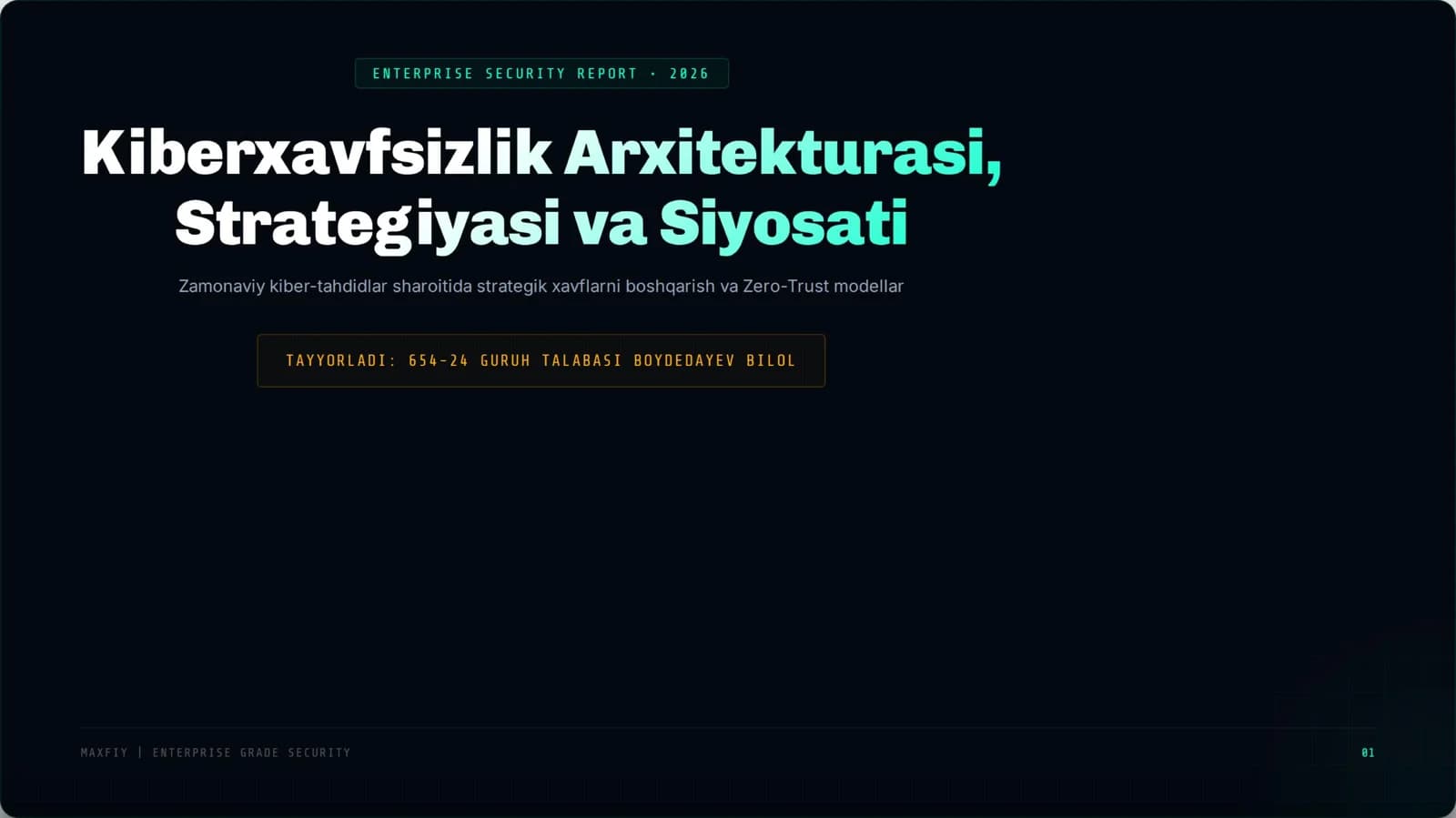 Kiberxavfsizlik Arxitekturasi