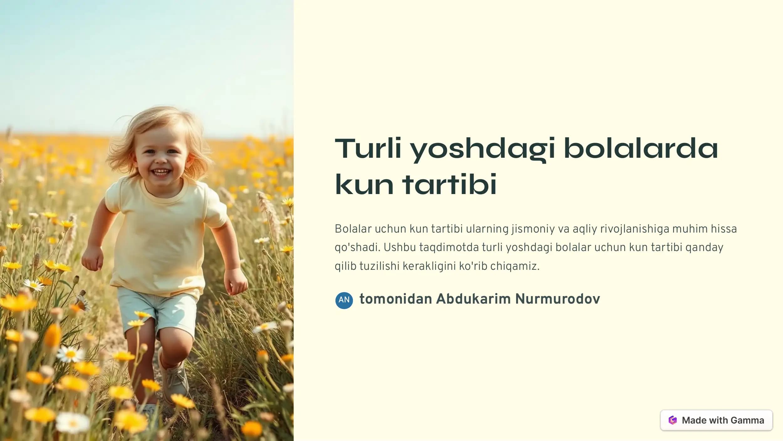 Kun tartibi bolalar uchun