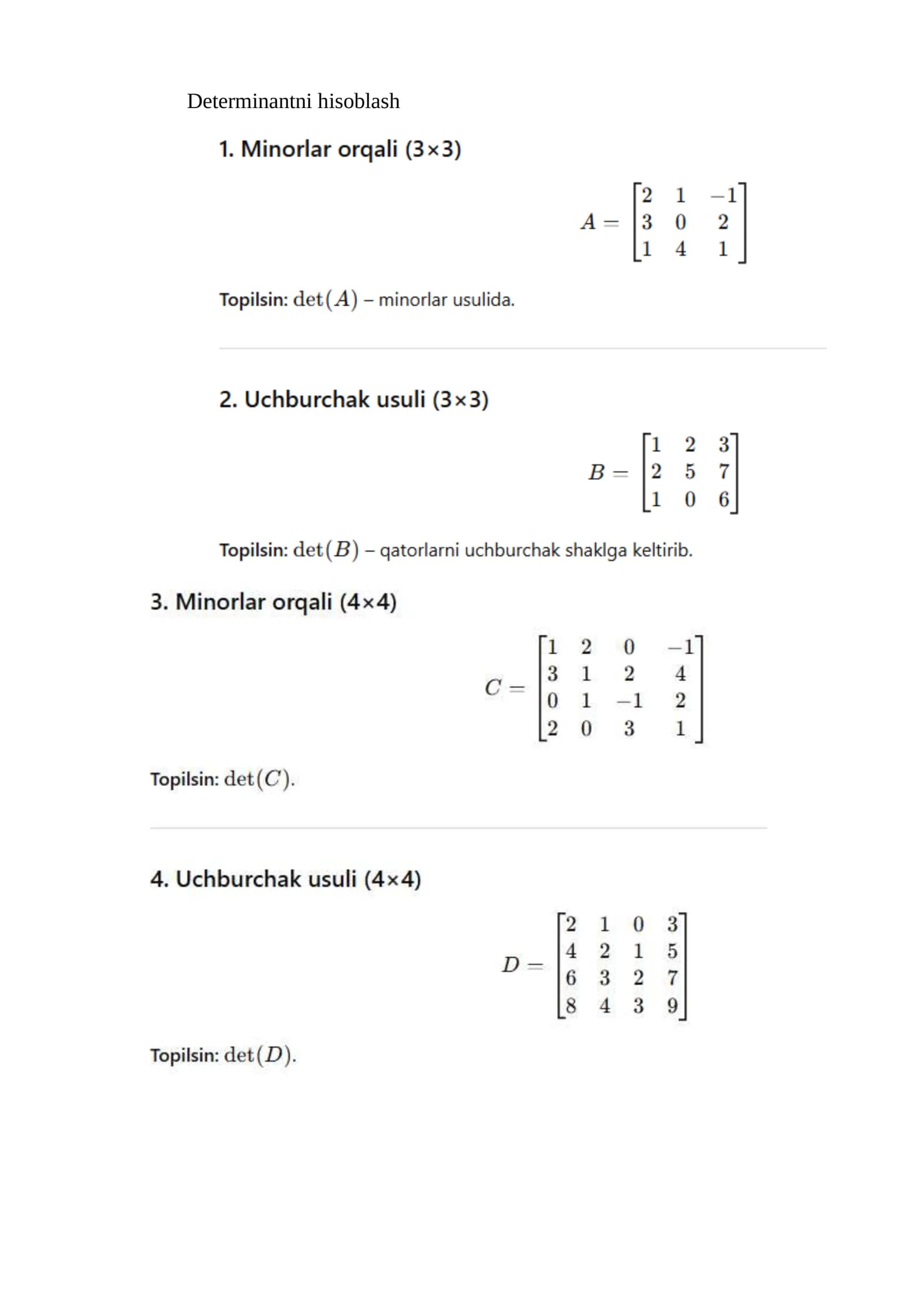 Determinantni hisoblash