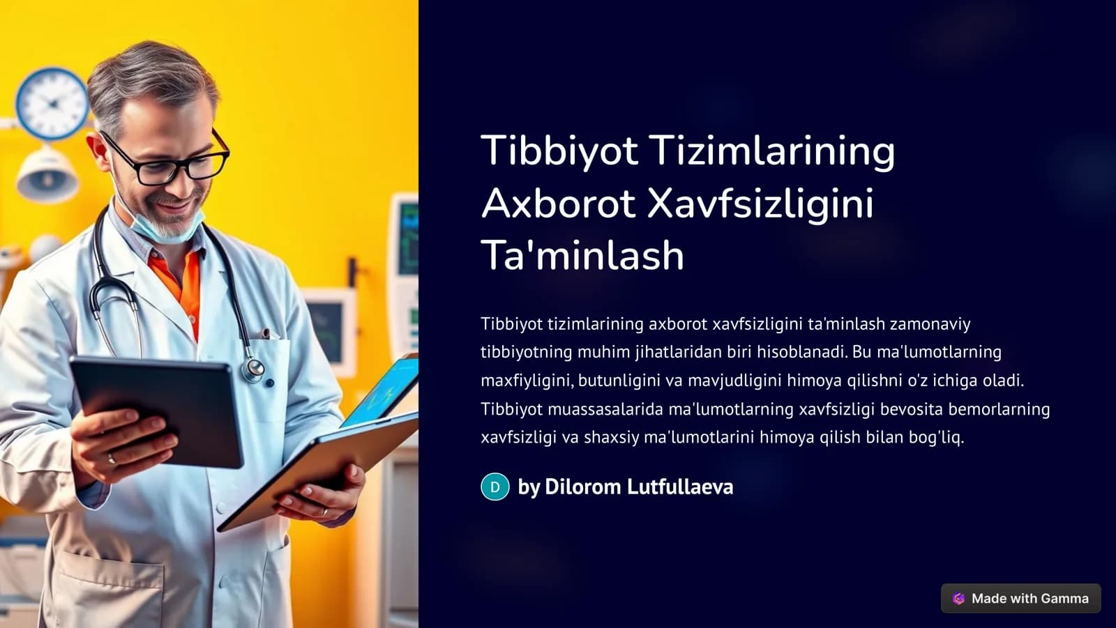 Tibbiyot Tizimlarining Axborot Xavfsizligini Ta'minlash