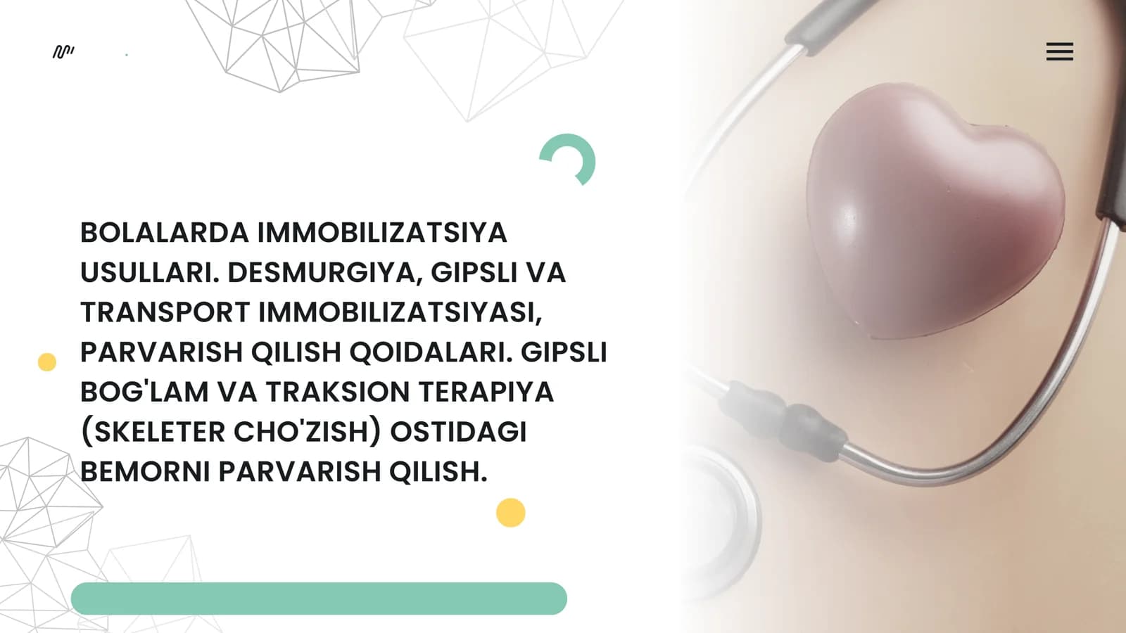 BOLALARDA IMMOBILIZATSIYA