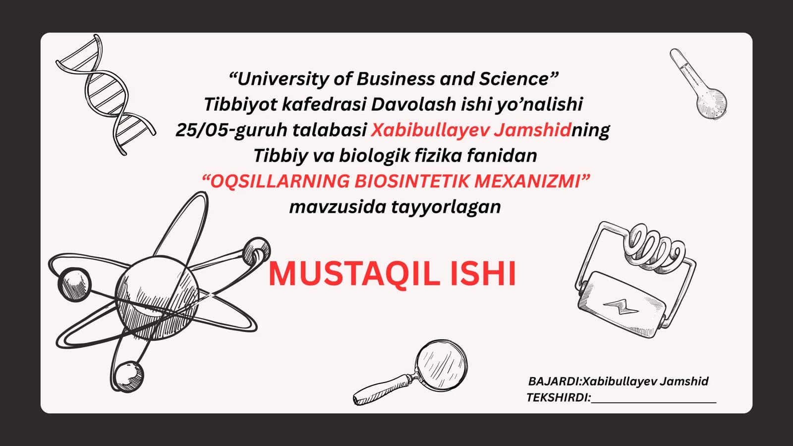 OQSILLARNING BIOSINTETIK MEXANIZMI
