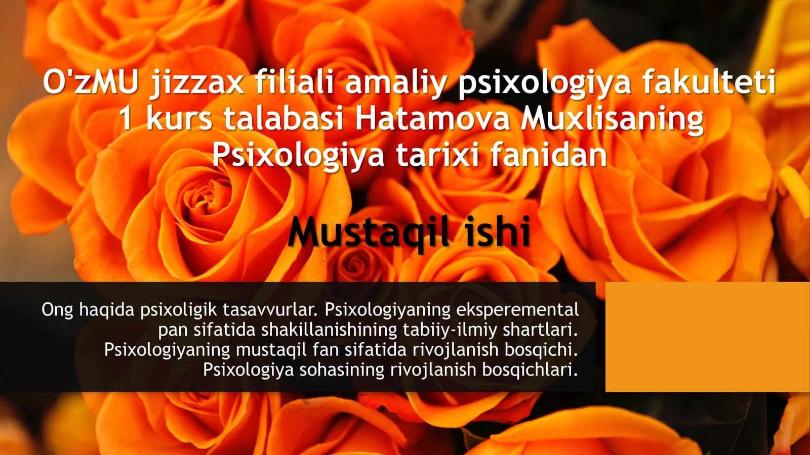Ong haqida psixoligik tasavvurlar. Psixologiyaning eksperemental pan sifatida shakillanishining tabiiy-ilmiy shartlari. Psixologiyaning mustaqil fan sifatida rivojlanish bosqichi. Psixologiya sohasining rivojlanish bosqichlari