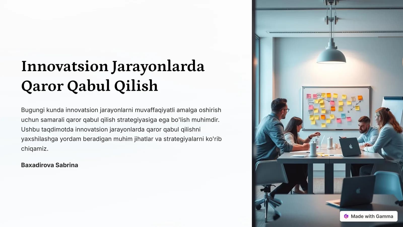 Innovatsion Jarayonlarda Qaror Qabul Qilish