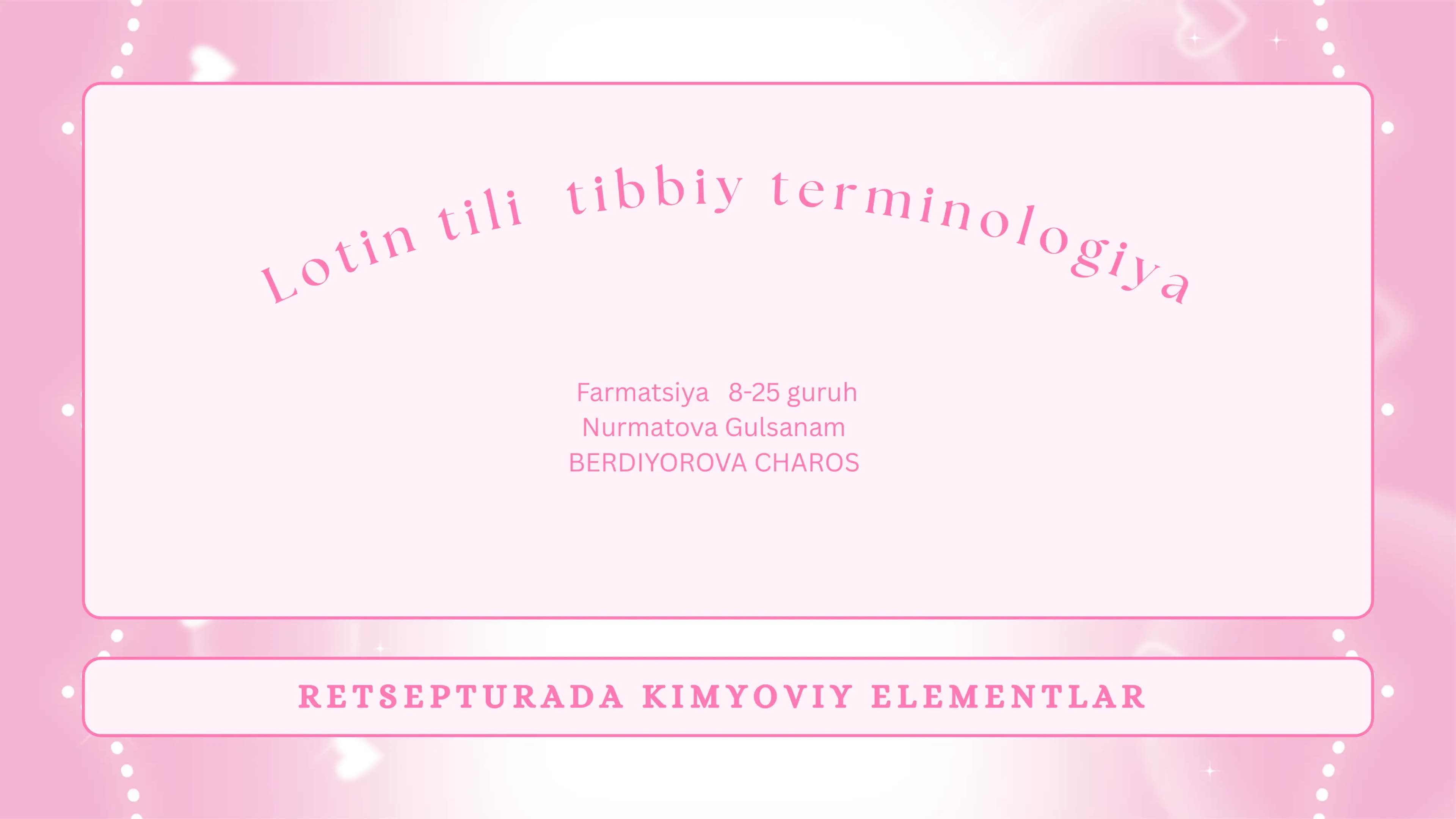 Kimyoviy elementlar Retsepturada