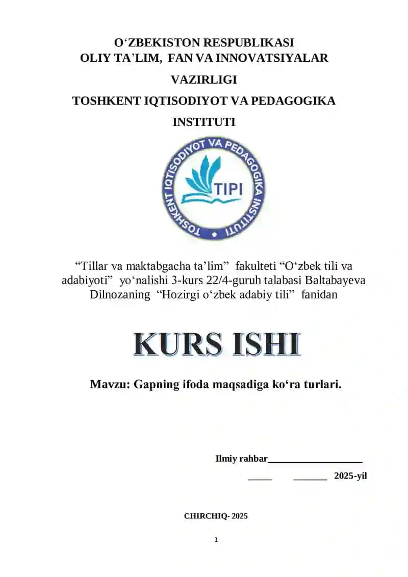 Gapning ifoda maqsadiga koʻra turlari
