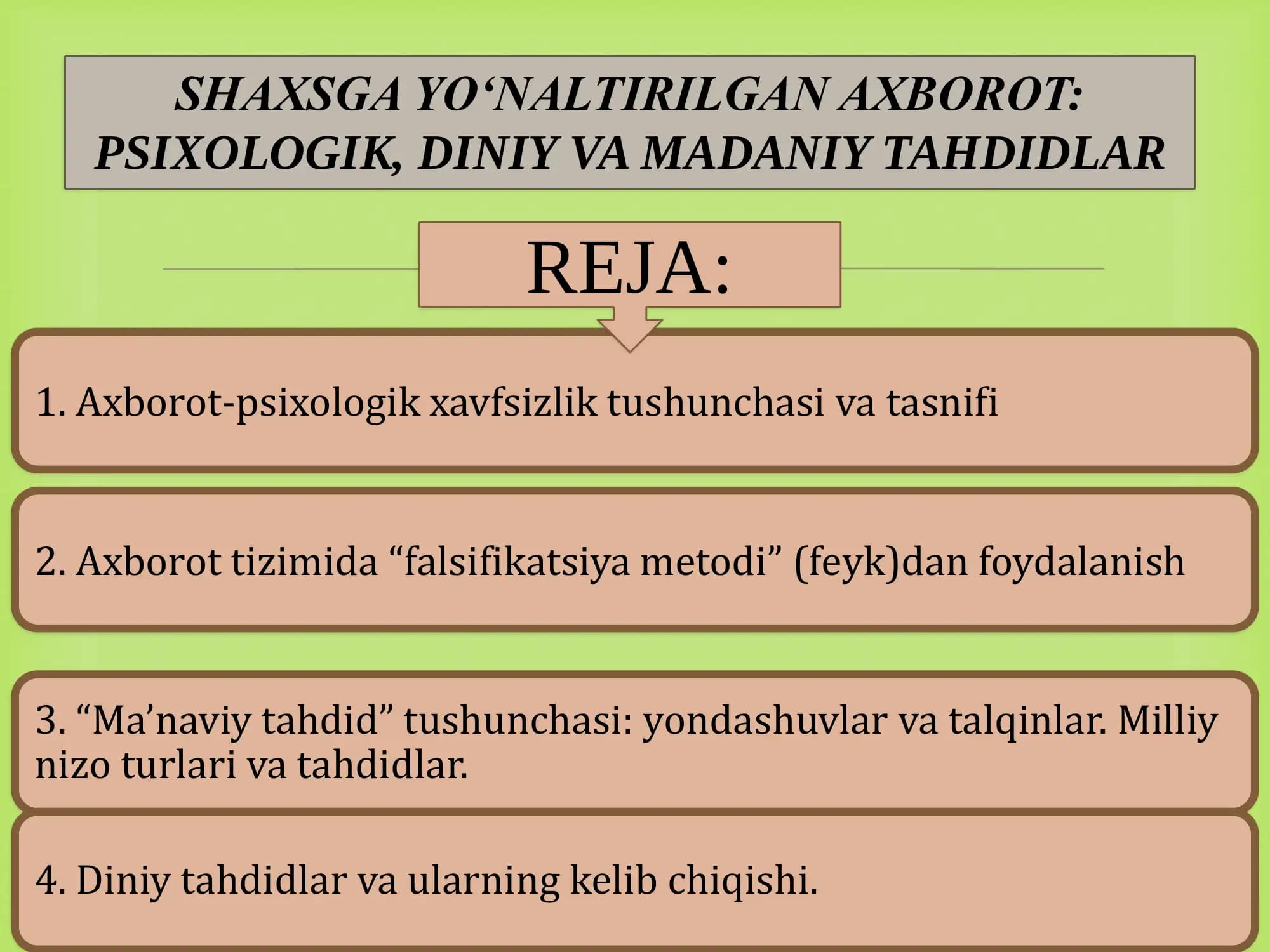 Axborot tizimida “falsifikatsiya mеtodi” (fеyk)dan foydalanish