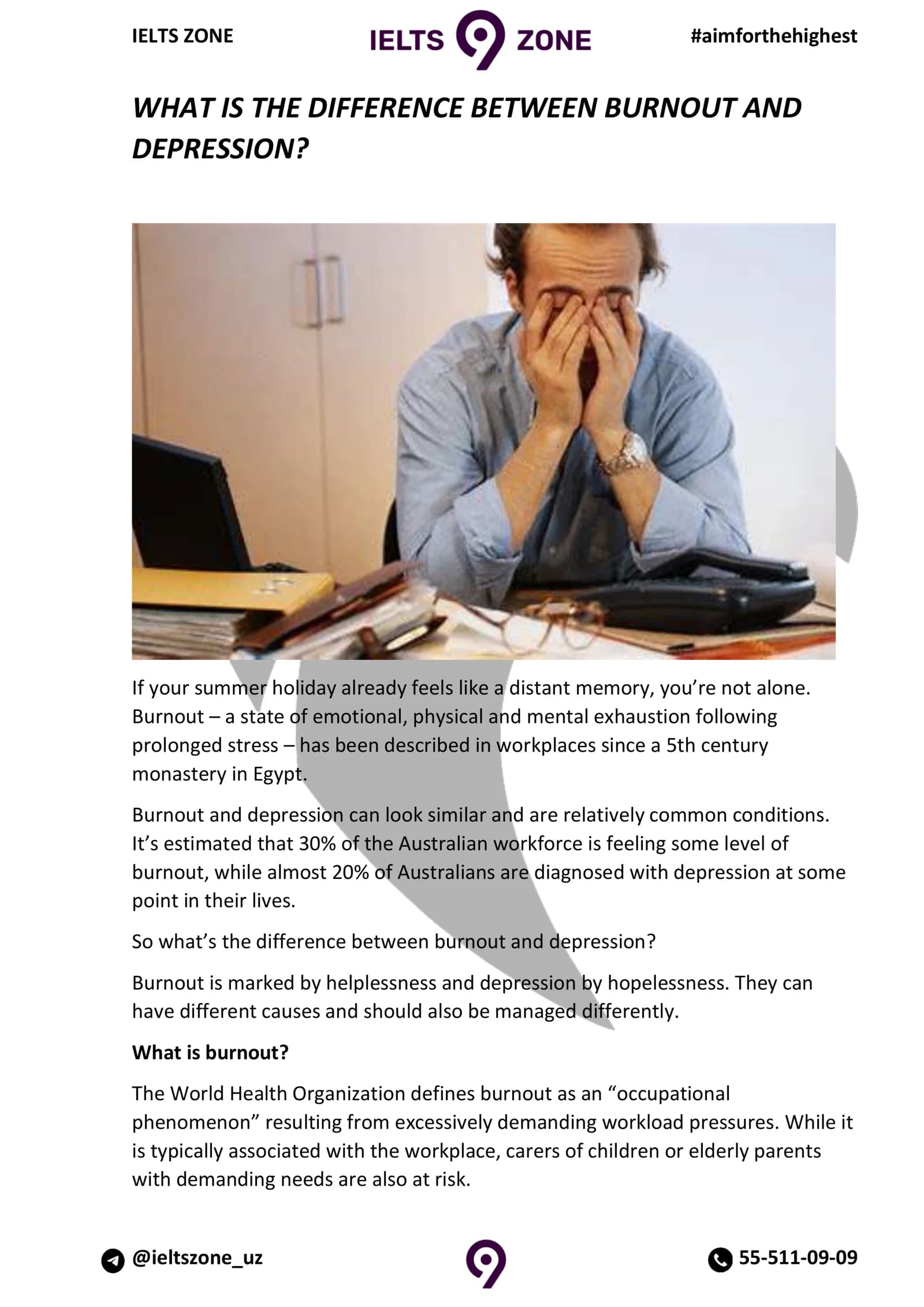 BURNOUT AND DEPRESSION
