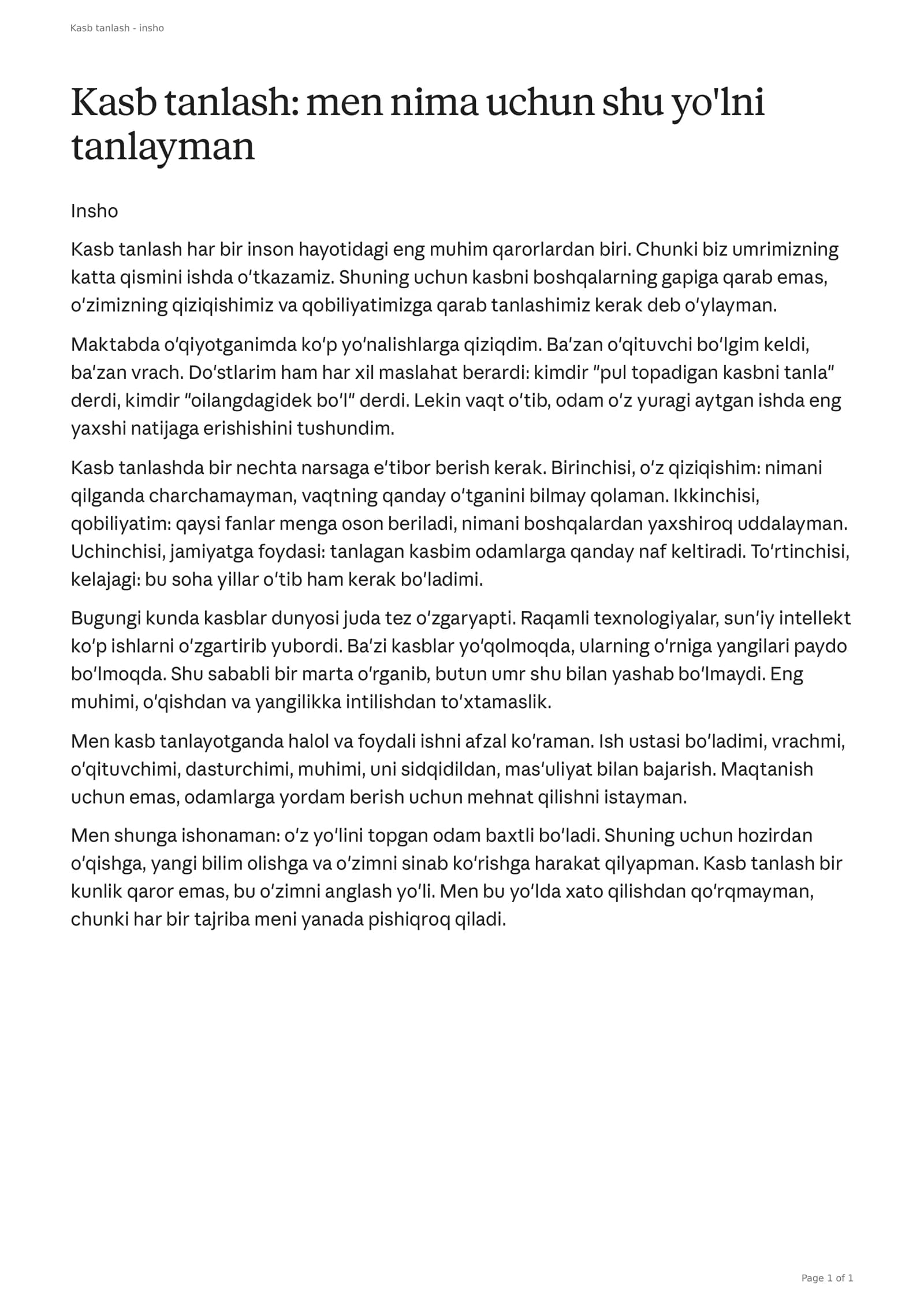 Kasb Tanlash