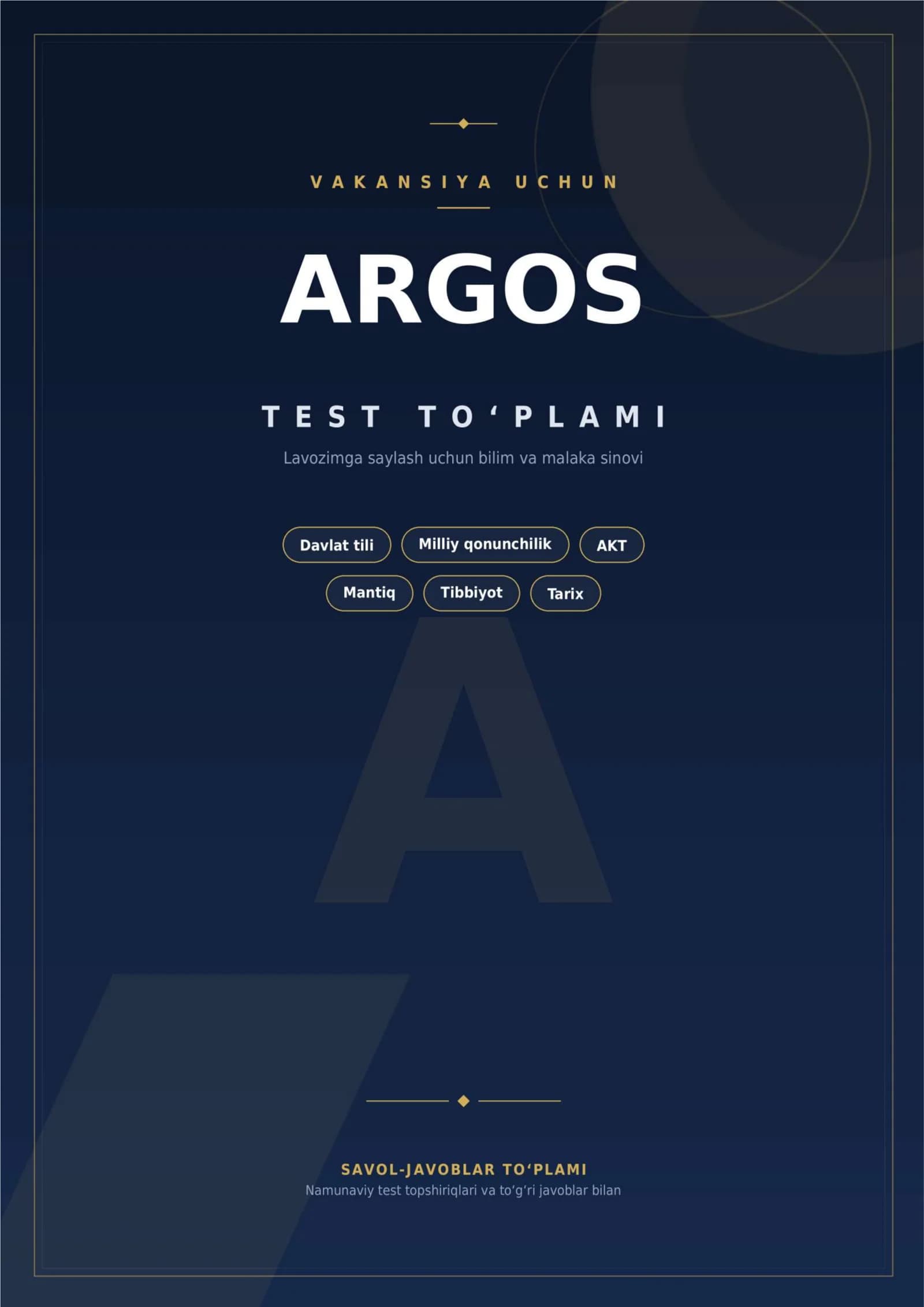 Argos test savollari