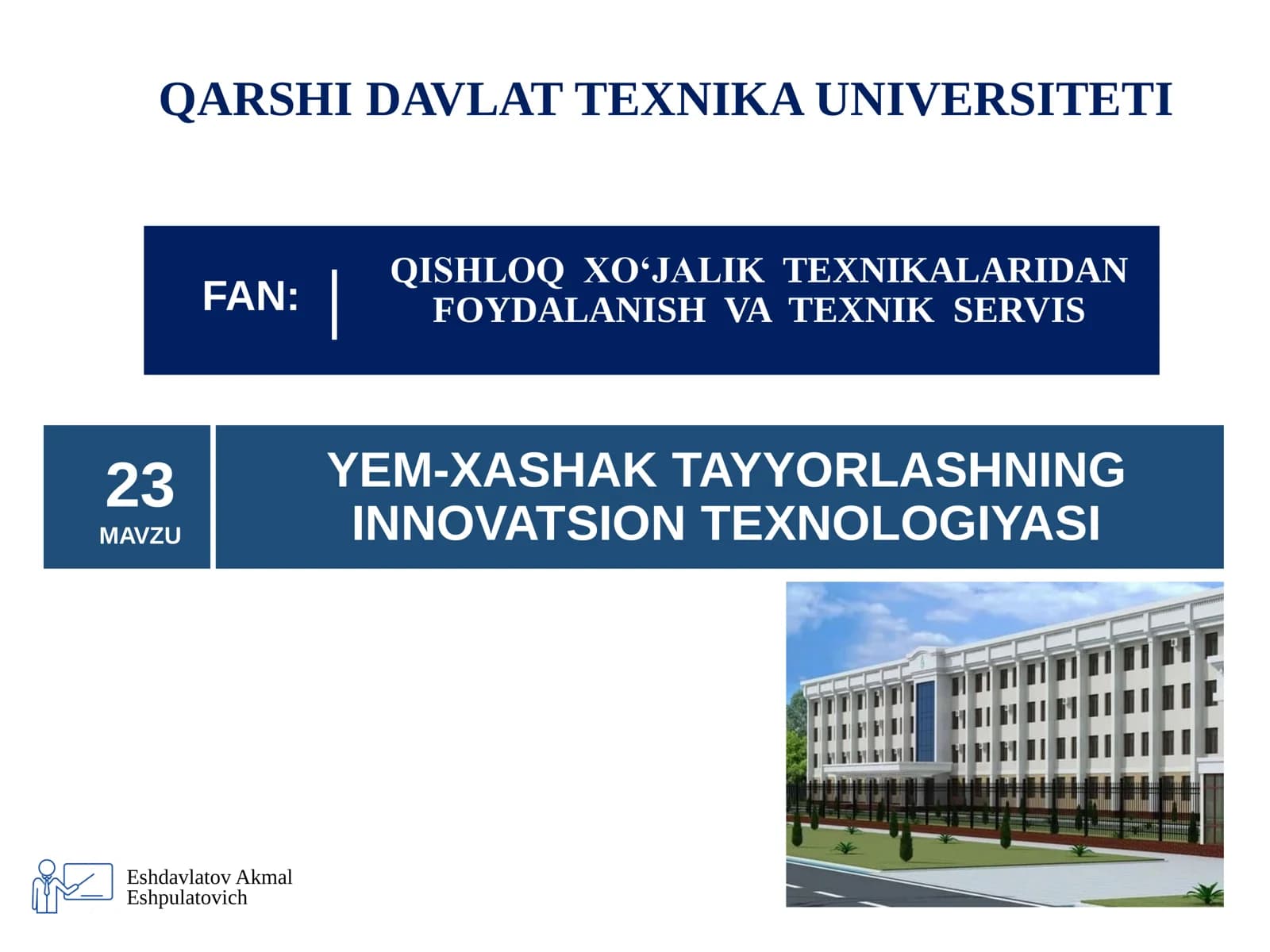 YEM-XASHAK TAYYORLASHNING INNOVATSION TEXNOLOGIYASI