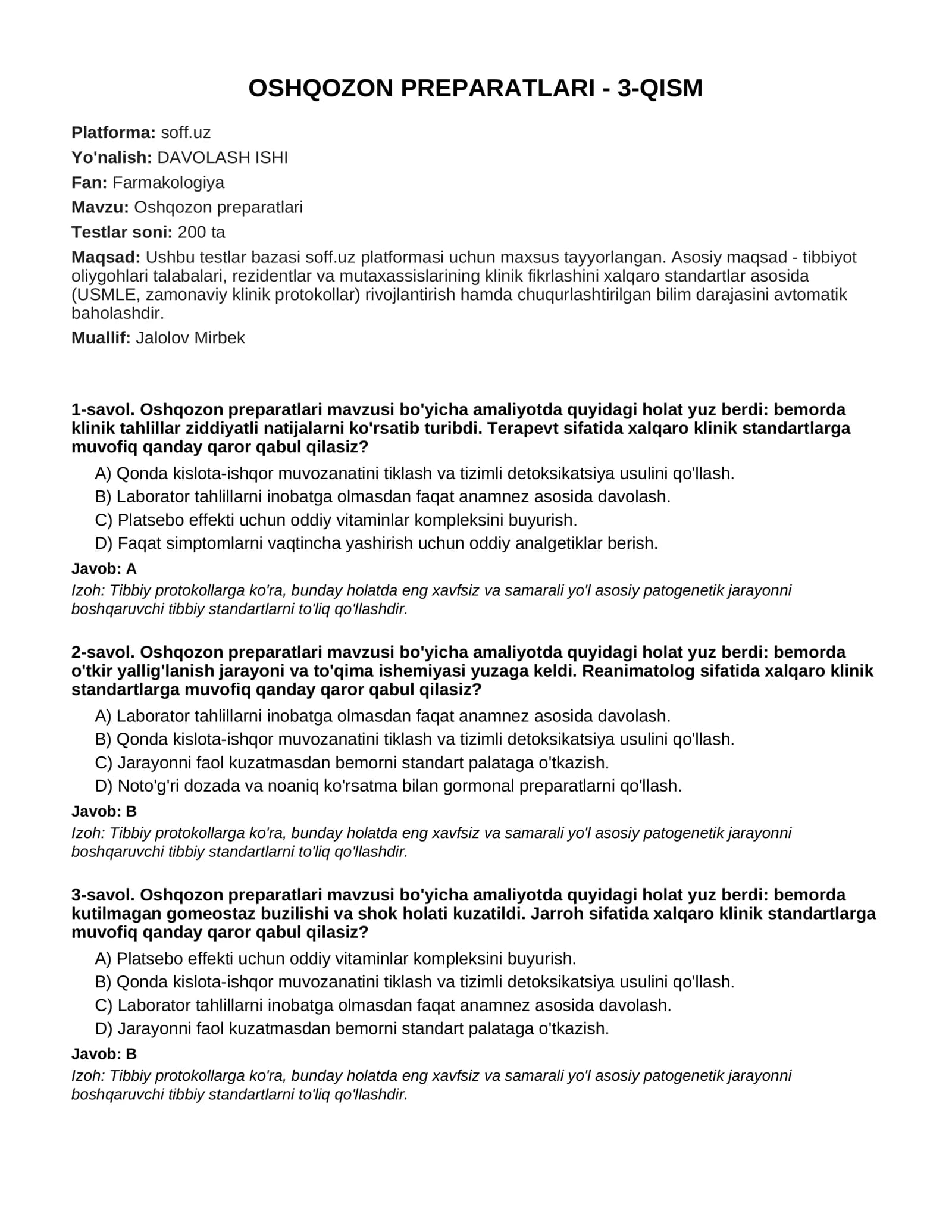 Oshqozon preparatlari
