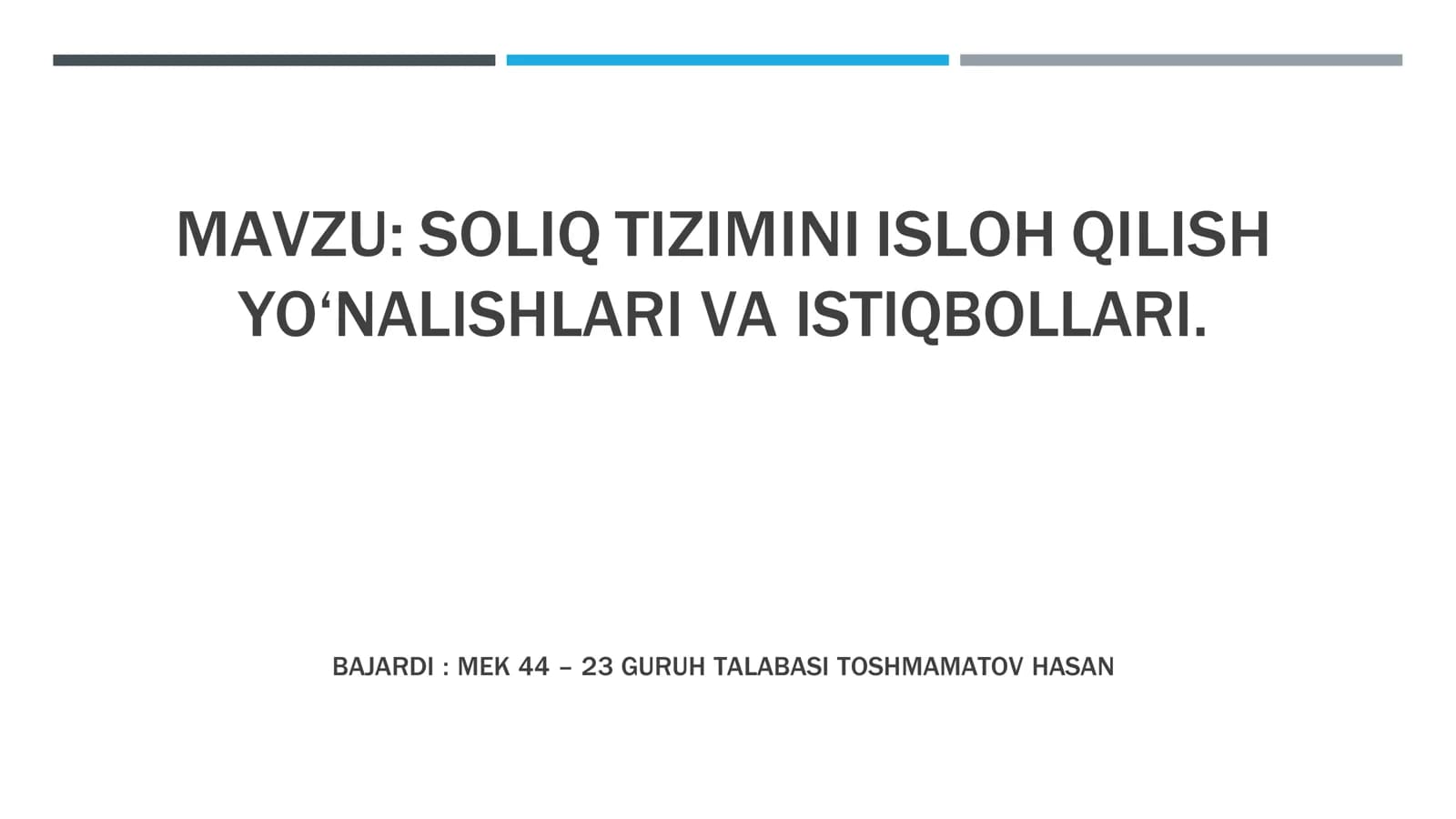 SOLIQ TIZIMINI ISLOH QILISH YO‘NALISHLARI VA ISTIQBOLLARI