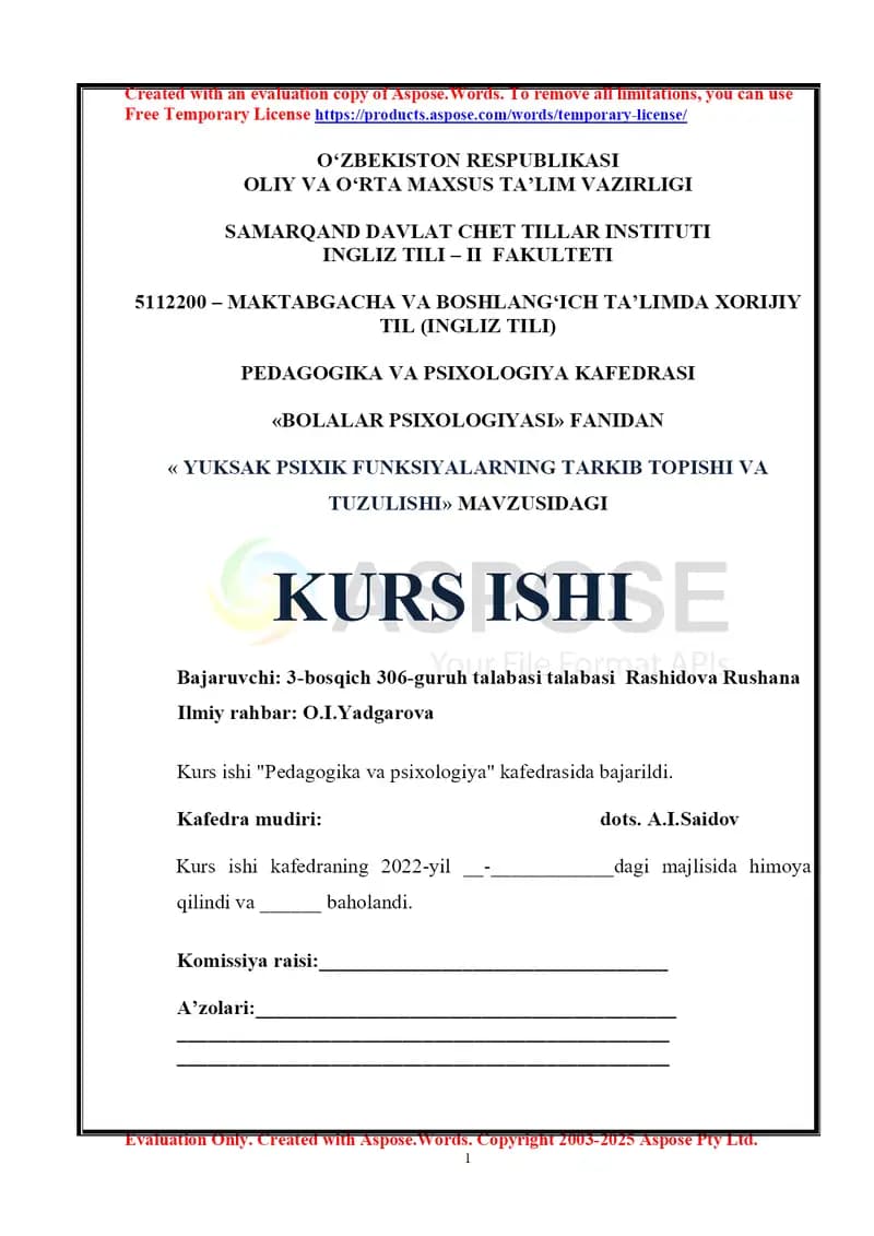 BOSHLANG’iCH  SINF  ONA  TILI  DARSLARIDA  SO’Z TARKIBI VA YASALISHINI O’RGANISH METODIKASI