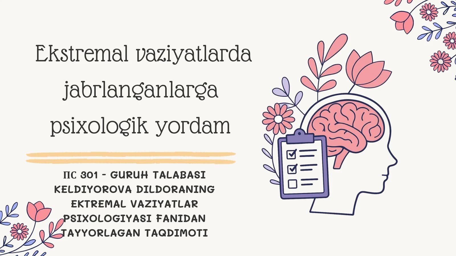 EKTREMAL VAZIYATLAR PSIXOLOGIYASI